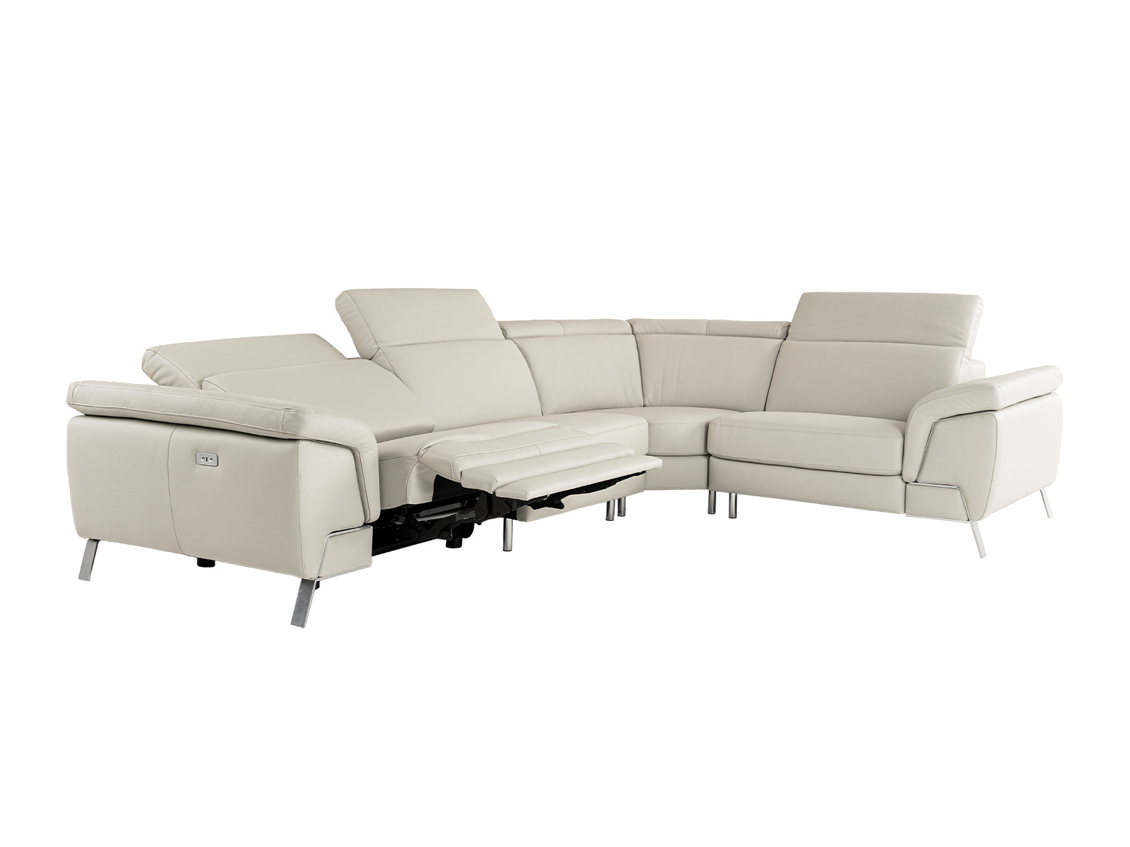 Mini Wonder Italian Modern Leather Sectional Sofa with Left Facing Recliner