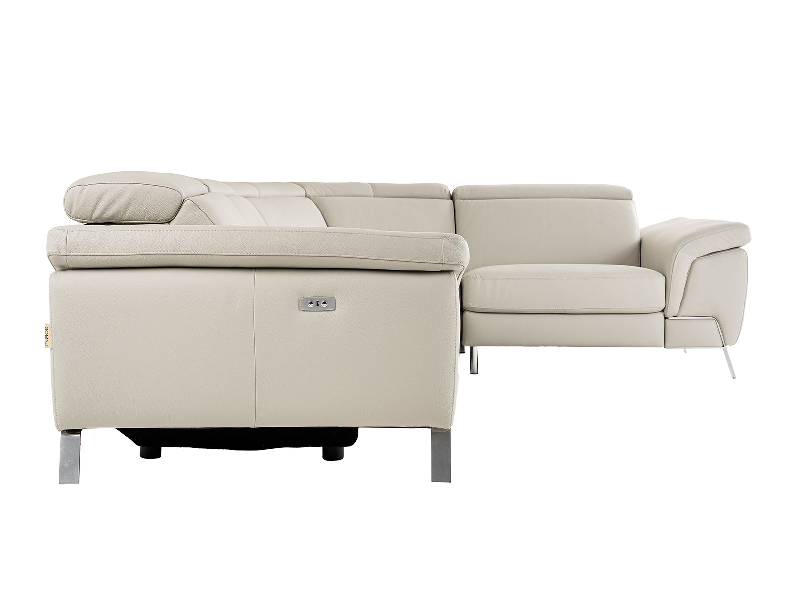 Mini Wonder Italian Modern Leather Sectional Sofa with Left Facing Recliner