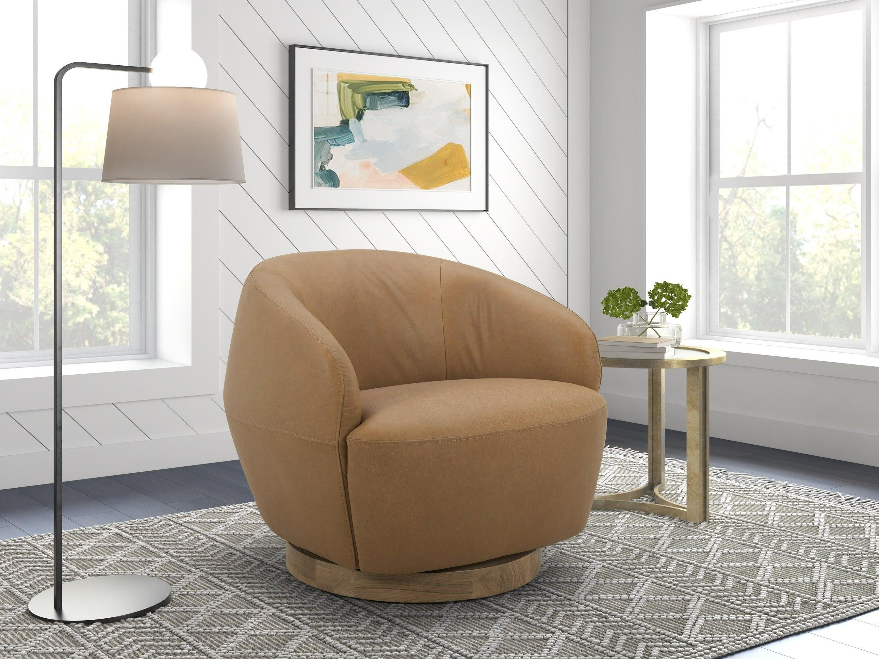 Divani Casa Agatha Modern Leather Swivel Accent Chair