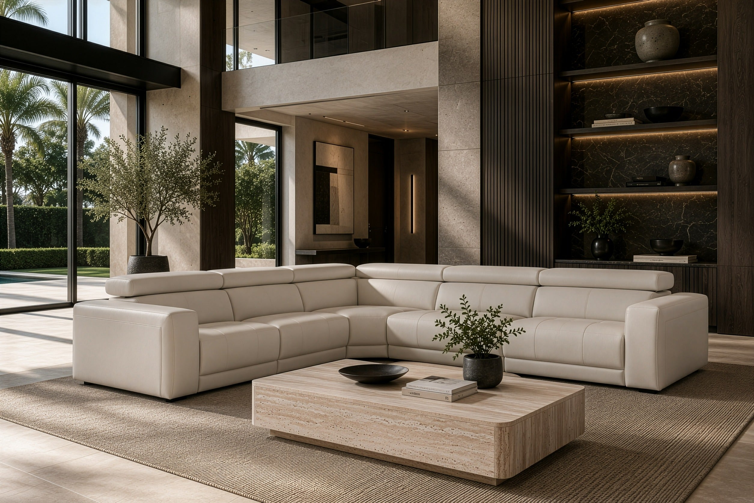 Dalton Modern Italian Leather Sectional Sofa Recliners