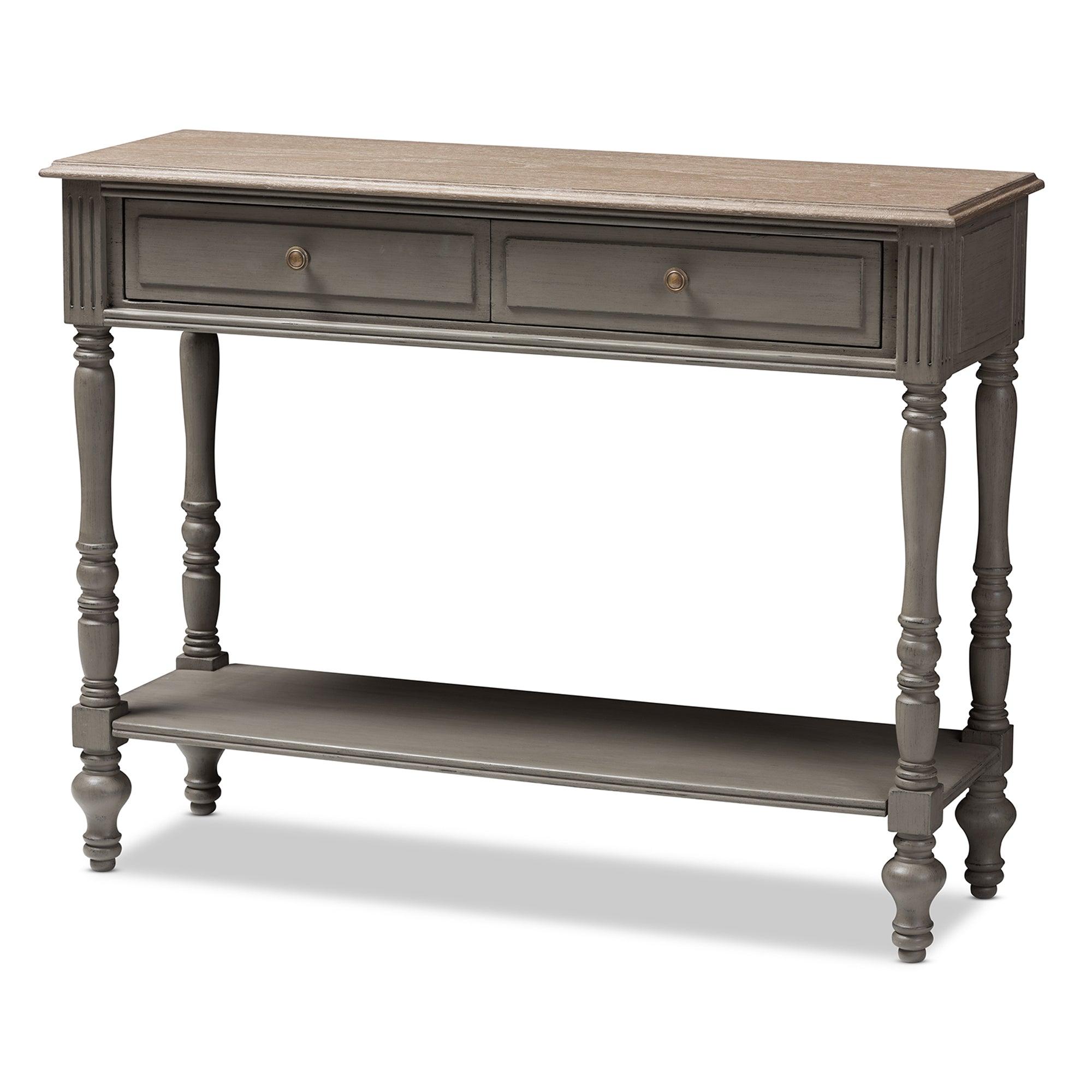 Noemie Country Cottage Farmhouse Finished 2-Drawer Console Table