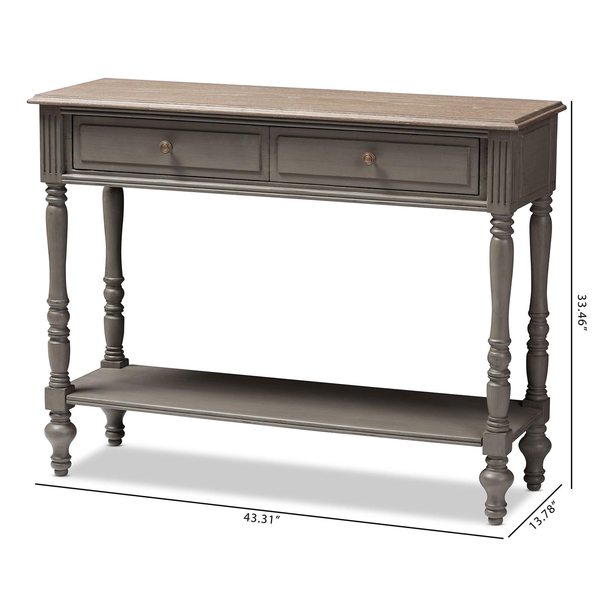Noemie Country Cottage Farmhouse Finished 2-Drawer Console Table