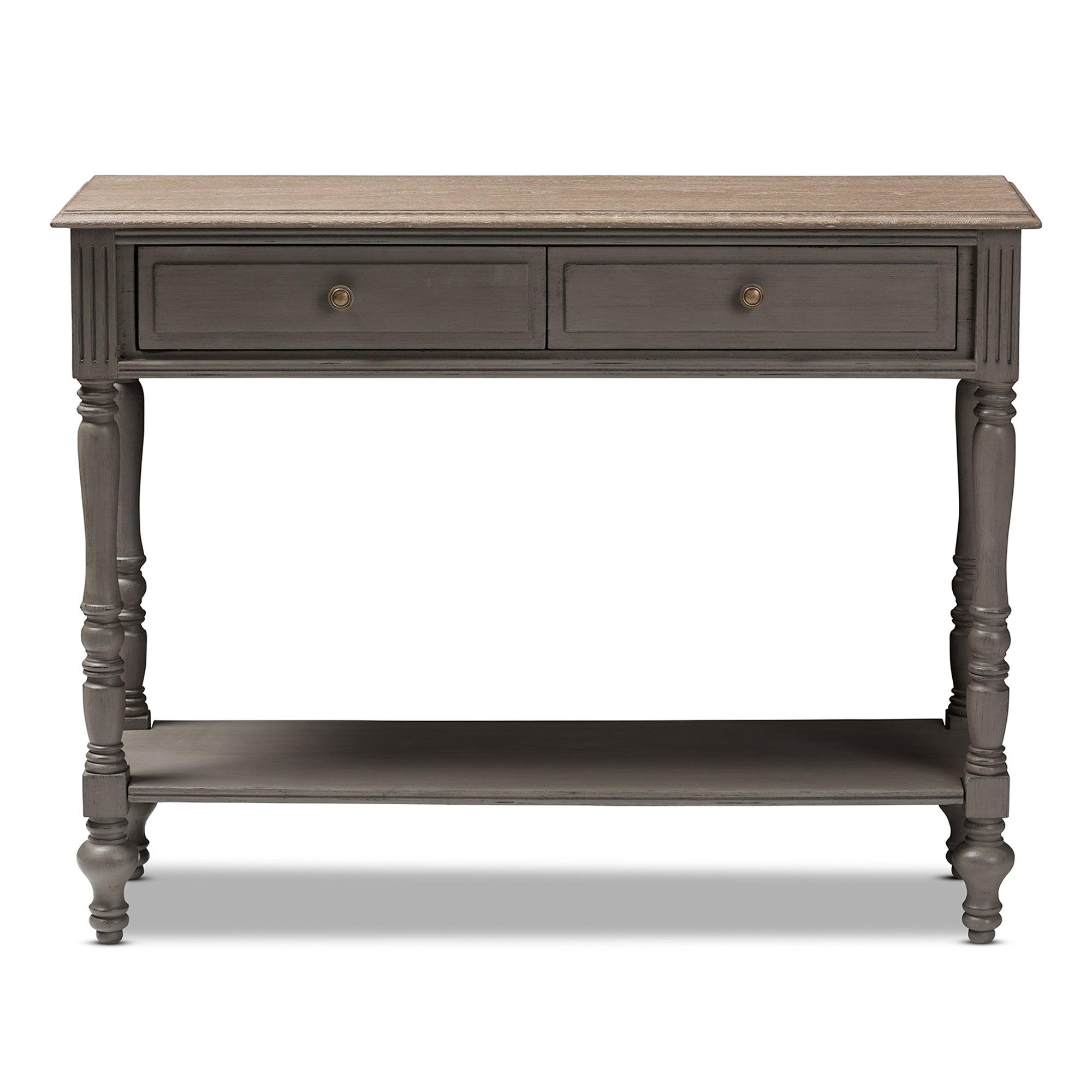 Noemie Country Cottage Farmhouse Finished 2-Drawer Console Table