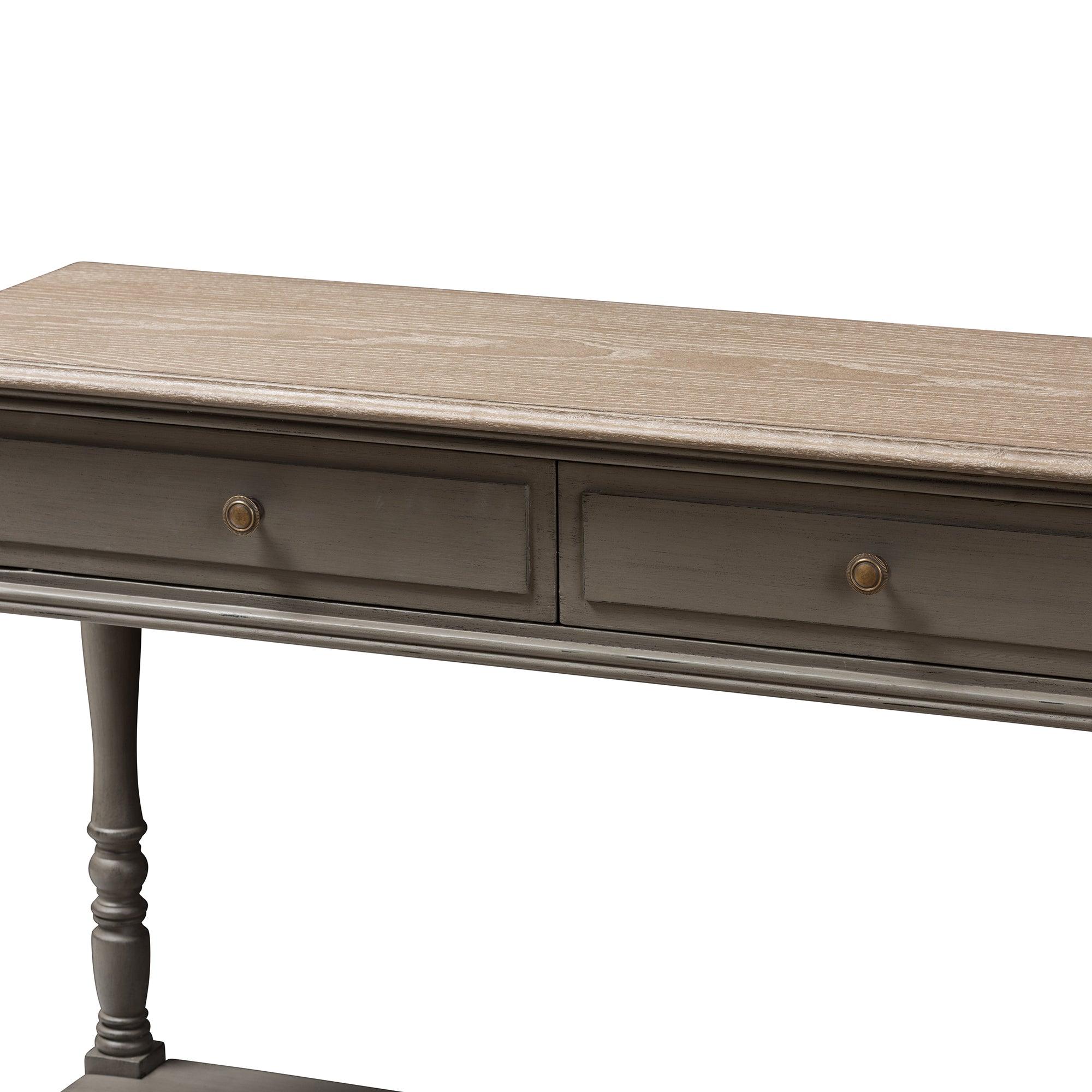 Noemie Country Cottage Farmhouse Finished 2-Drawer Console Table