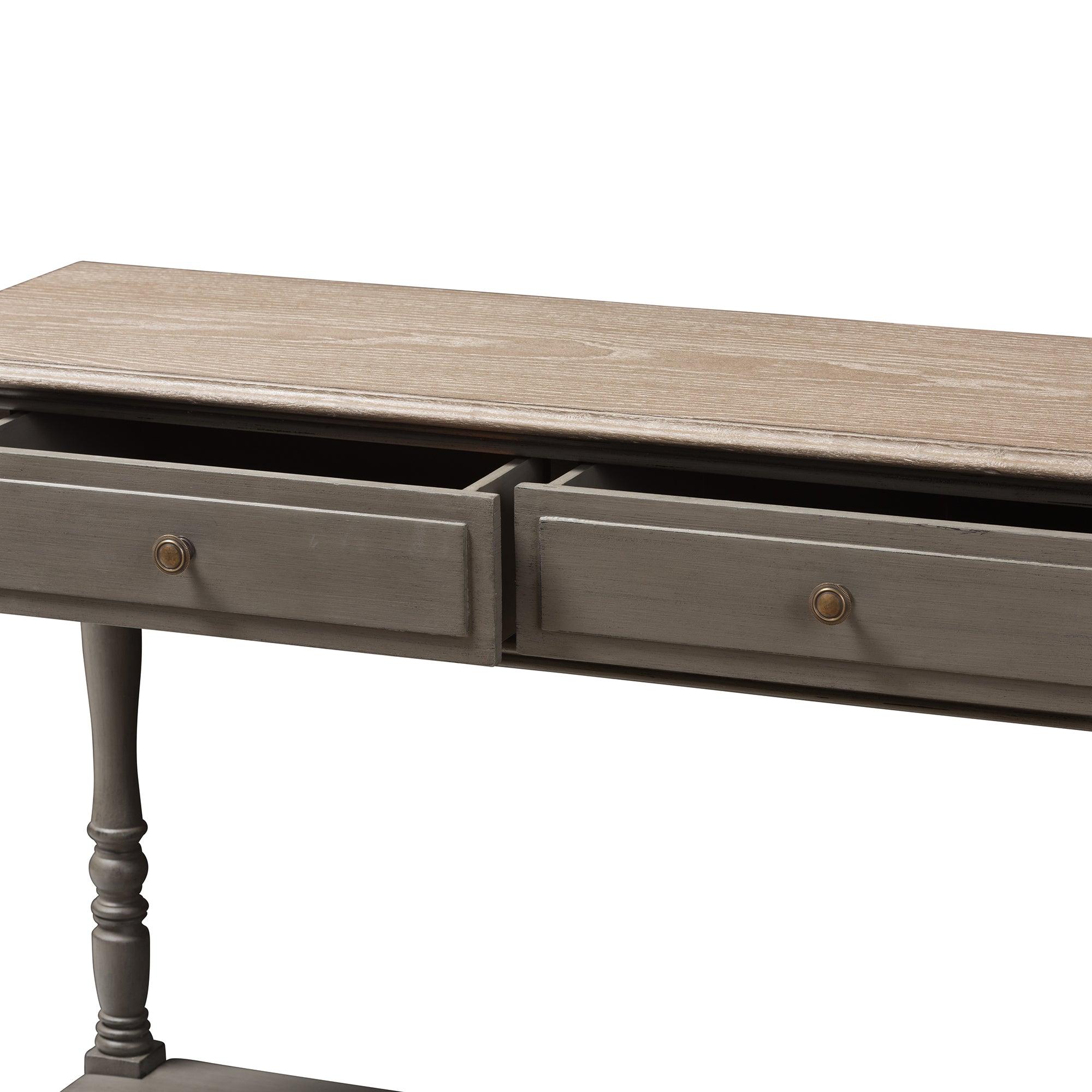 Noemie Country Cottage Farmhouse Finished 2-Drawer Console Table
