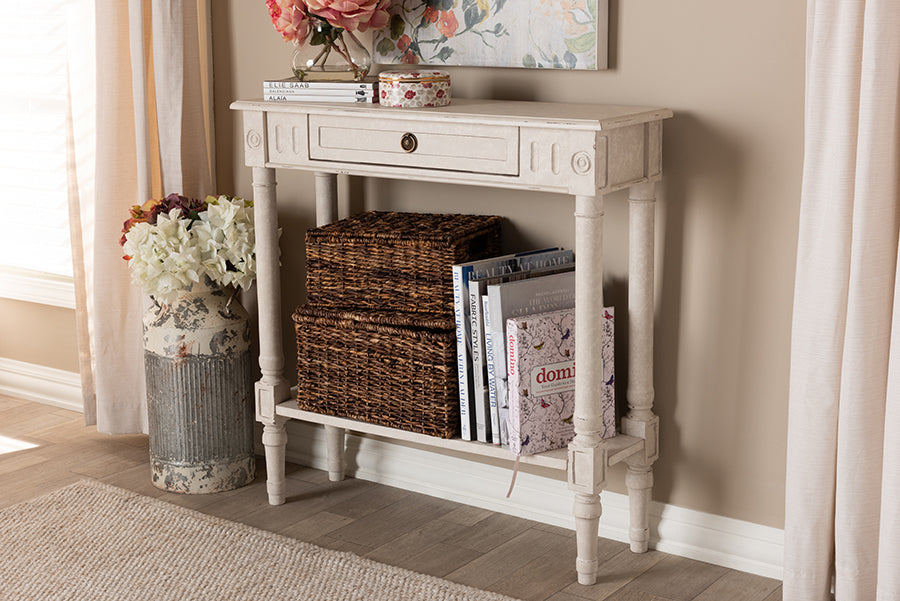 Ariella Country Cottage Farmhouse 1-Drawer Console Table