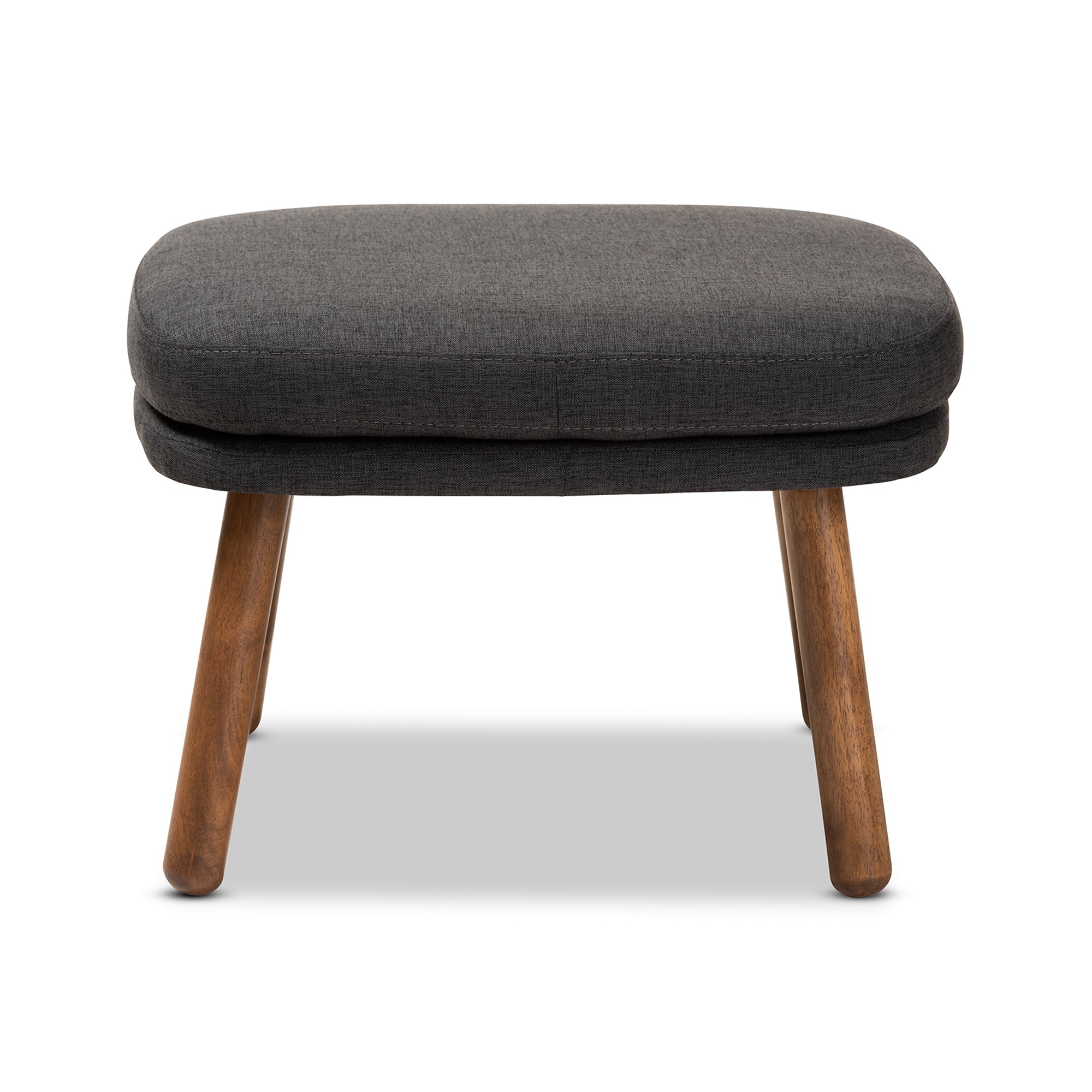 Lovise Mid-Century Modern Fabric Upholstered Finished Wood Ottoman