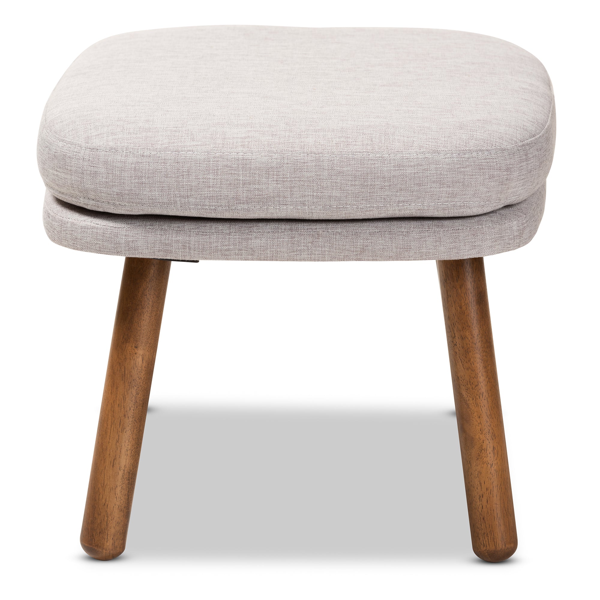 Lovise Mid-Century Modern Fabric Upholstered Finished Wood Ottoman