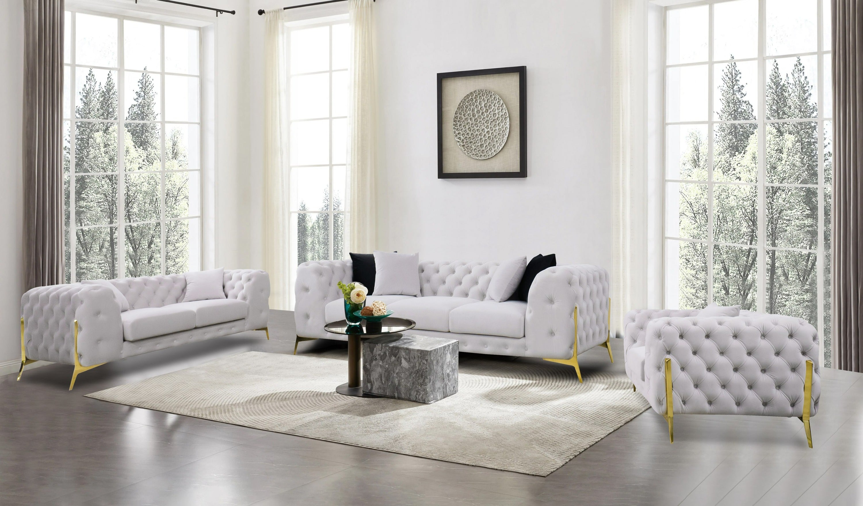 Clarice Transitional Light Velvet Sofa