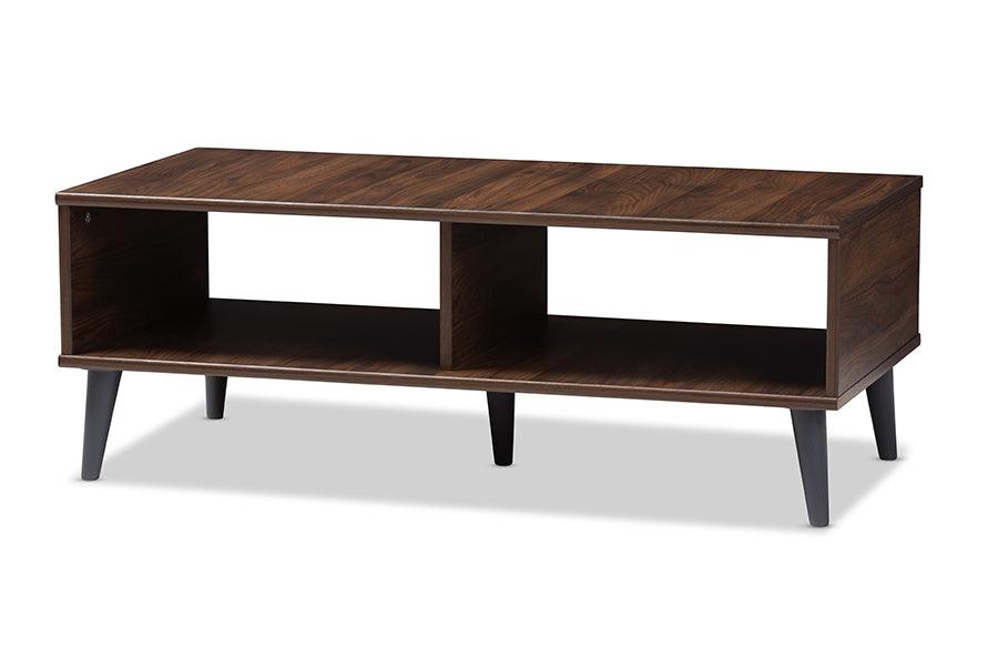 Pierre Mid-Century Modern and Dark Finished Wood Coffee Table