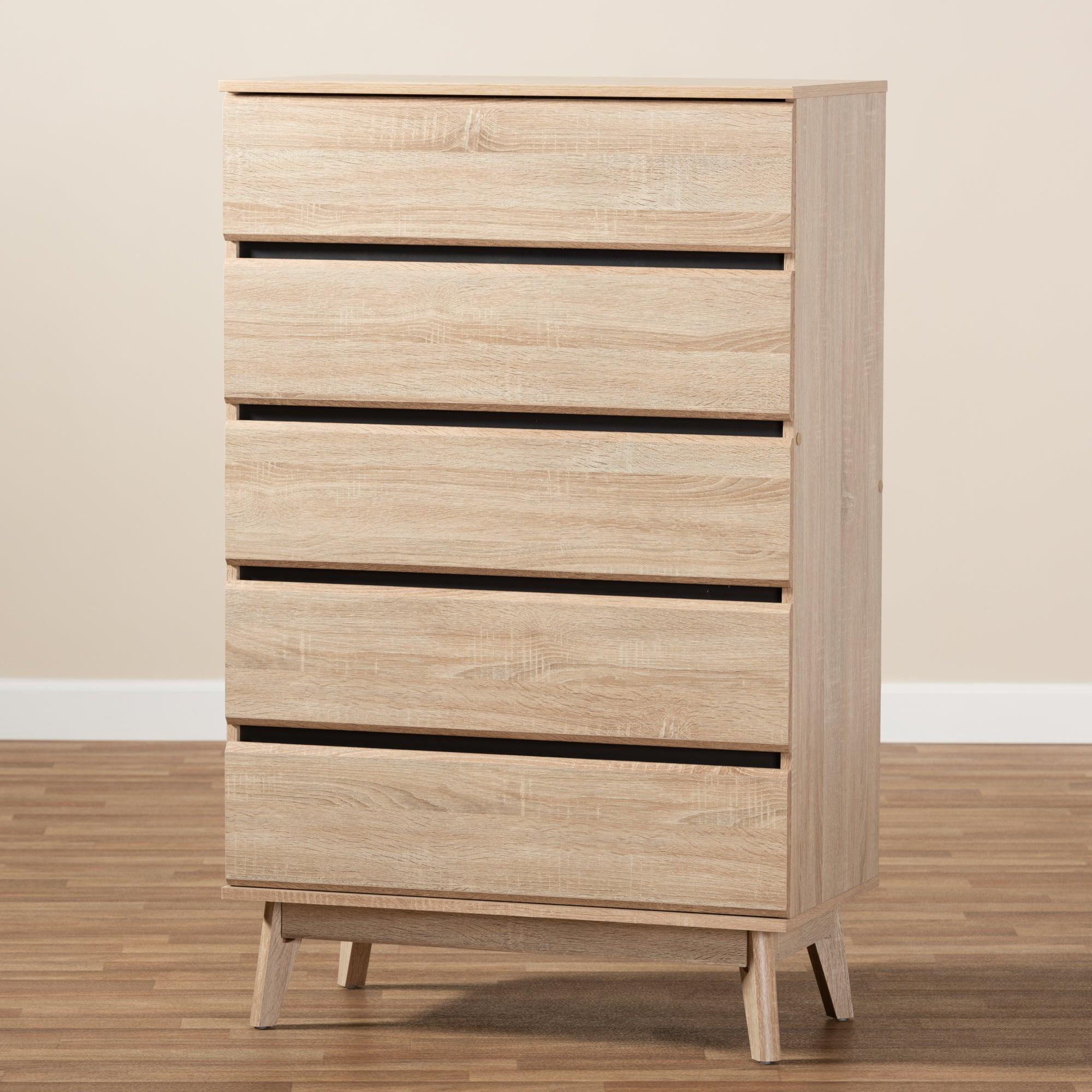 Miren Mid-Century Modern Light and Dark 5-Drawer Chest