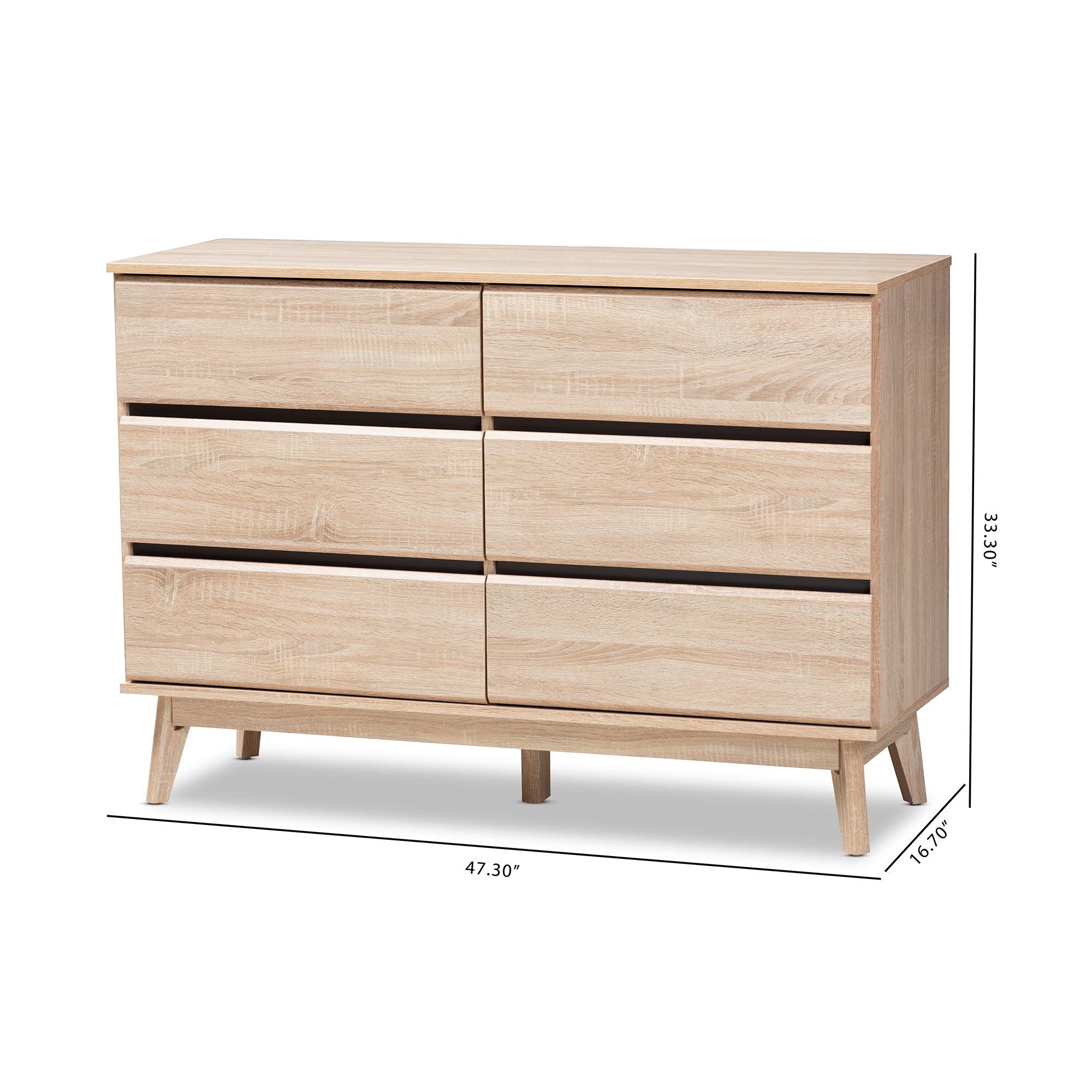 Miren Mid-Century Modern Light and Dark 6-Drawer Dresser