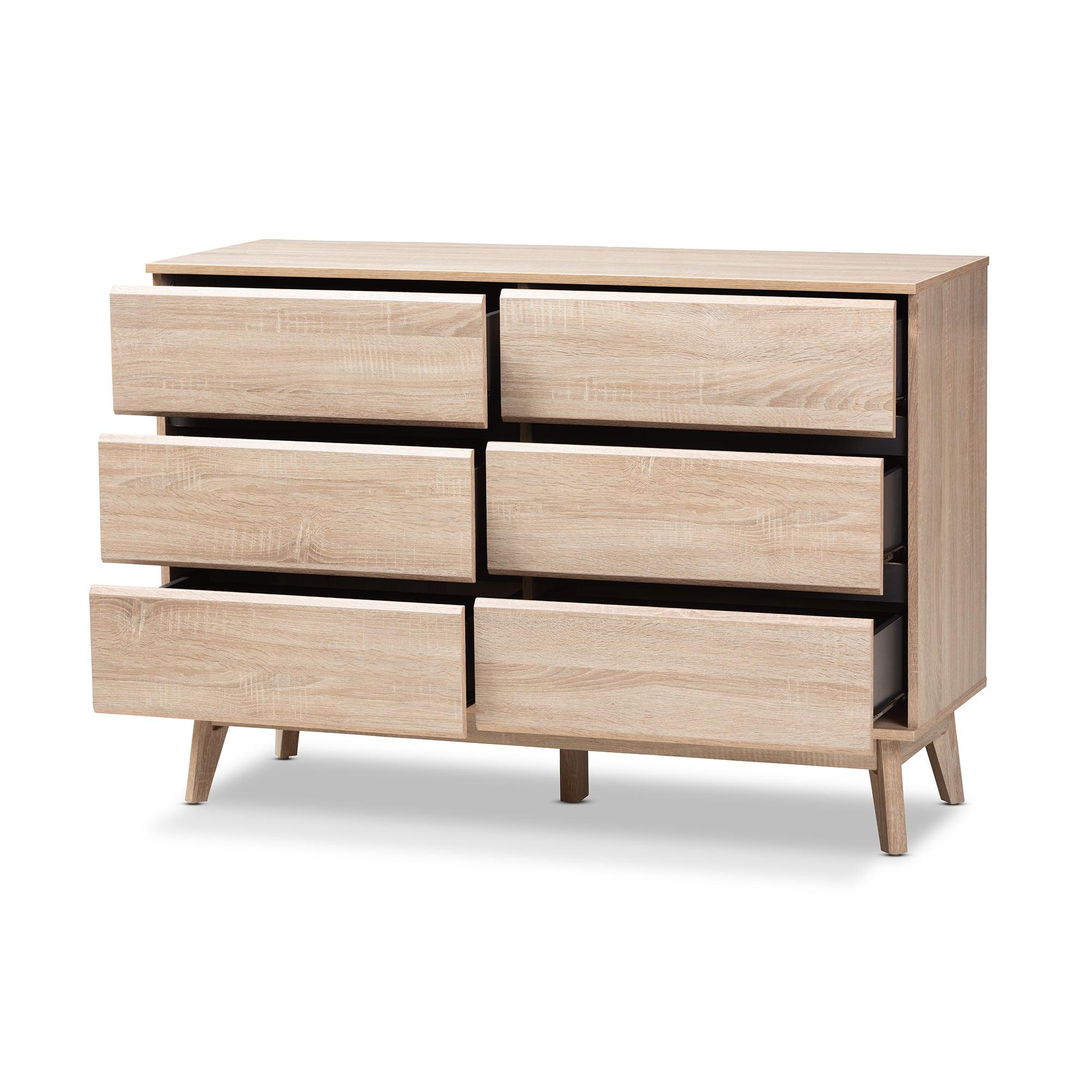Miren Mid-Century Modern Light and Dark 6-Drawer Dresser