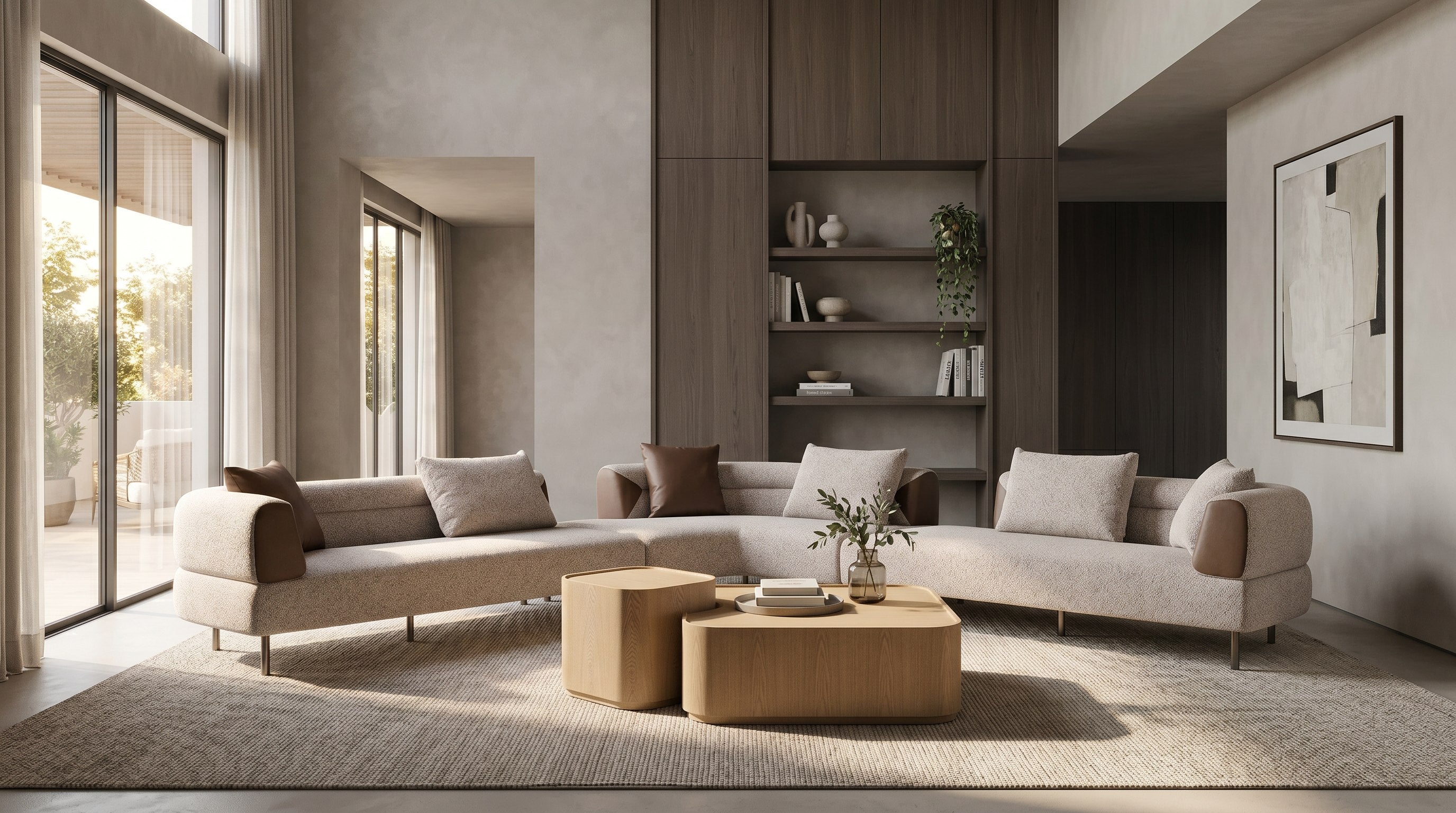 Plume Modern Fabric Sectional Sofa