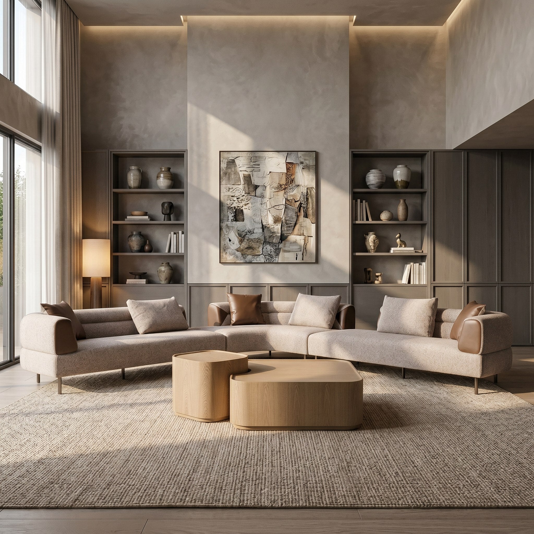 Plume Modern Fabric Sectional Sofa