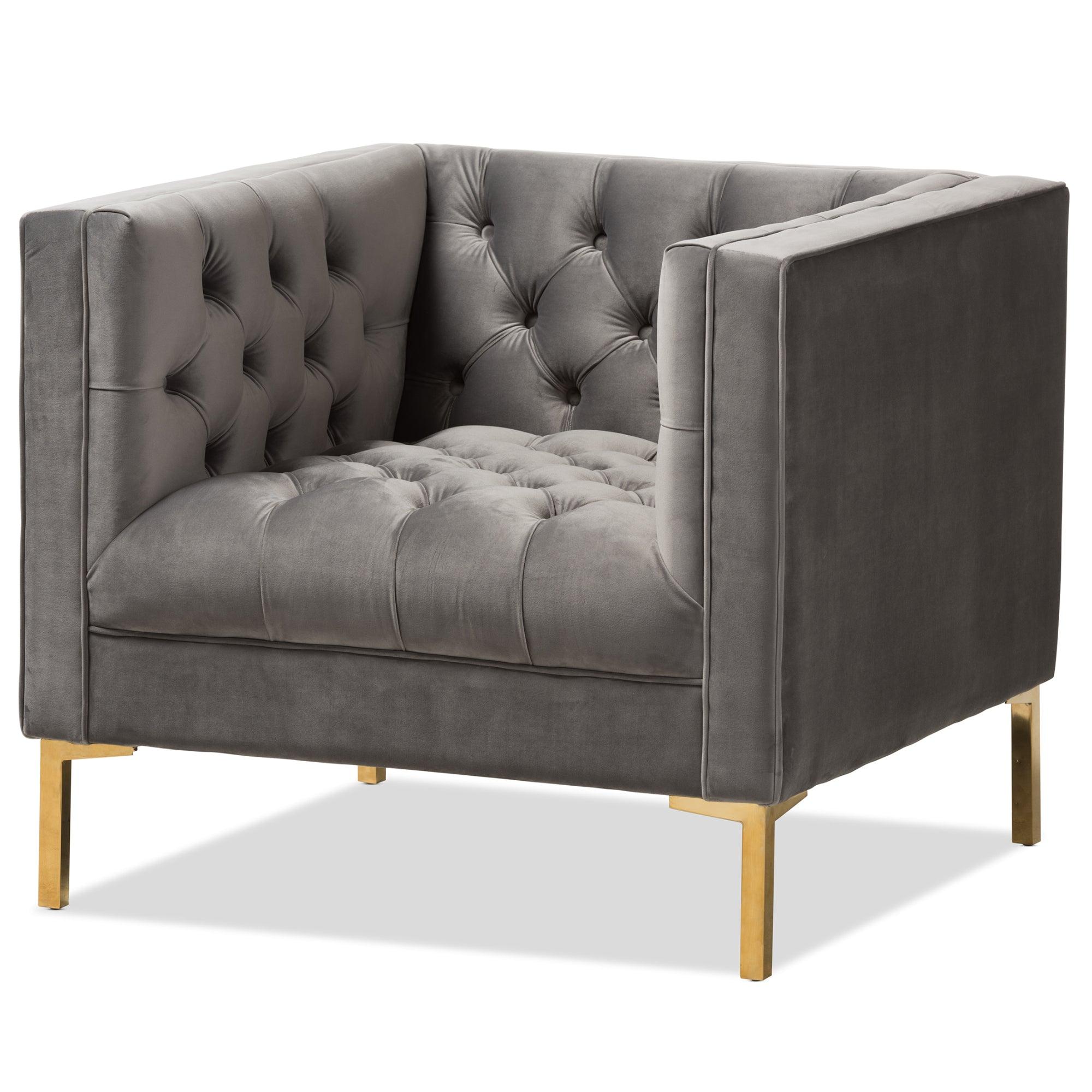 Zanetta Luxe and Glamour Velvet Upholstered Finished Lounge Chair