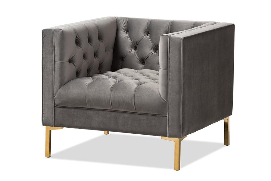Zanetta Luxe and Glamour Velvet Upholstered Finished Lounge Chair