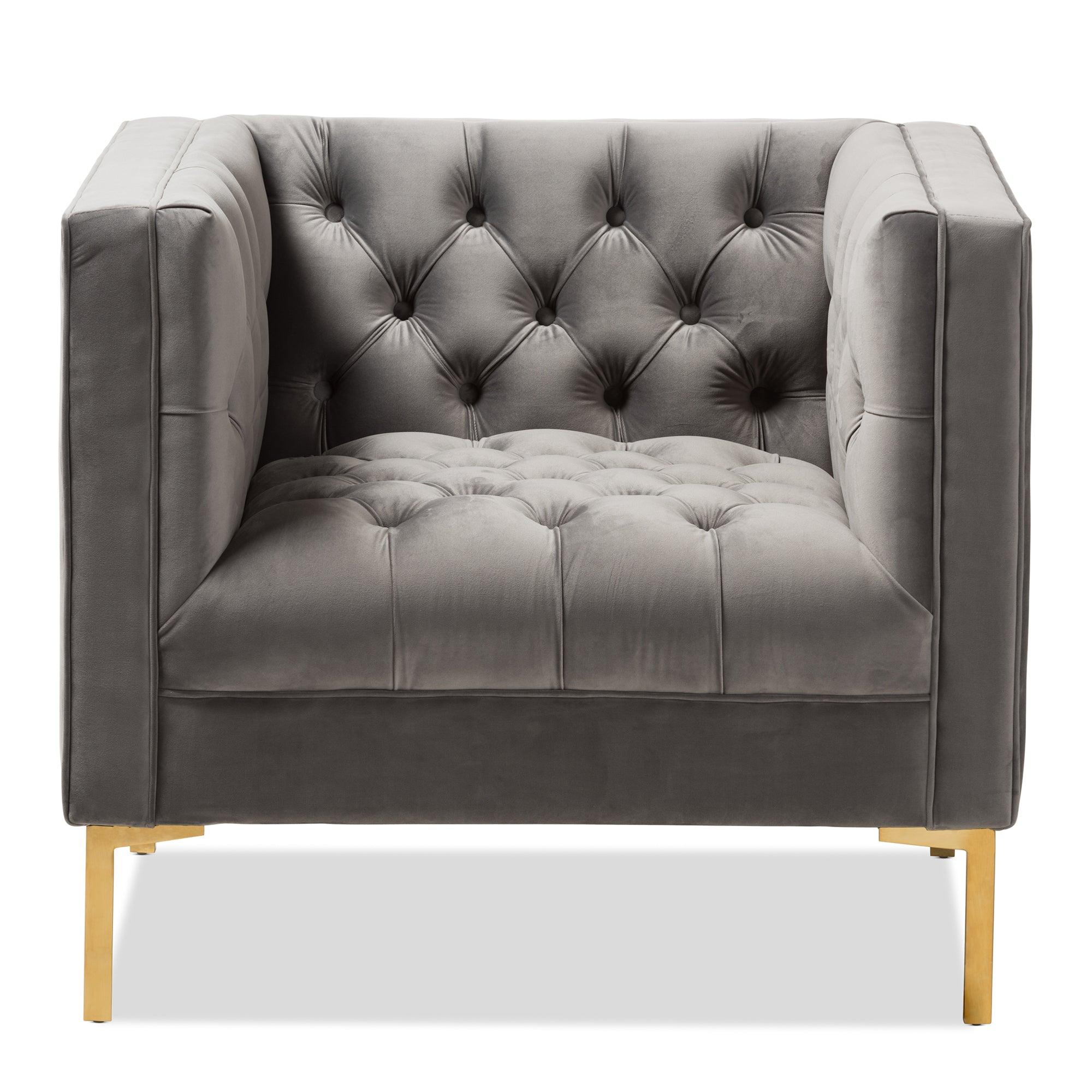 Zanetta Luxe and Glamour Velvet Upholstered Finished Lounge Chair