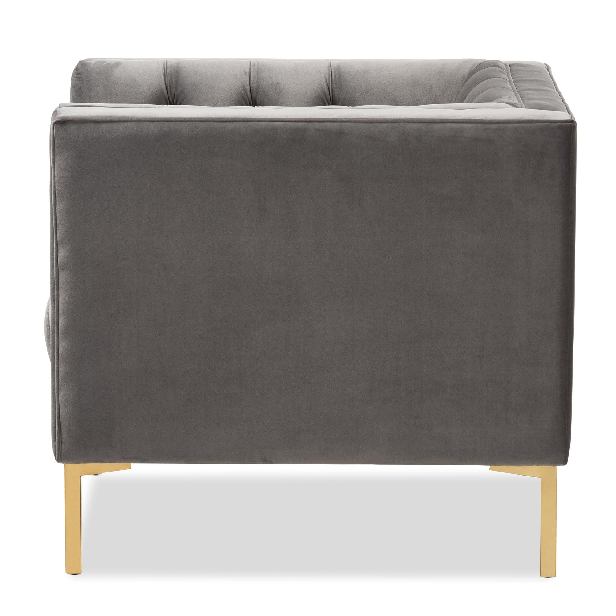 Zanetta Luxe and Glamour Velvet Upholstered Finished Lounge Chair