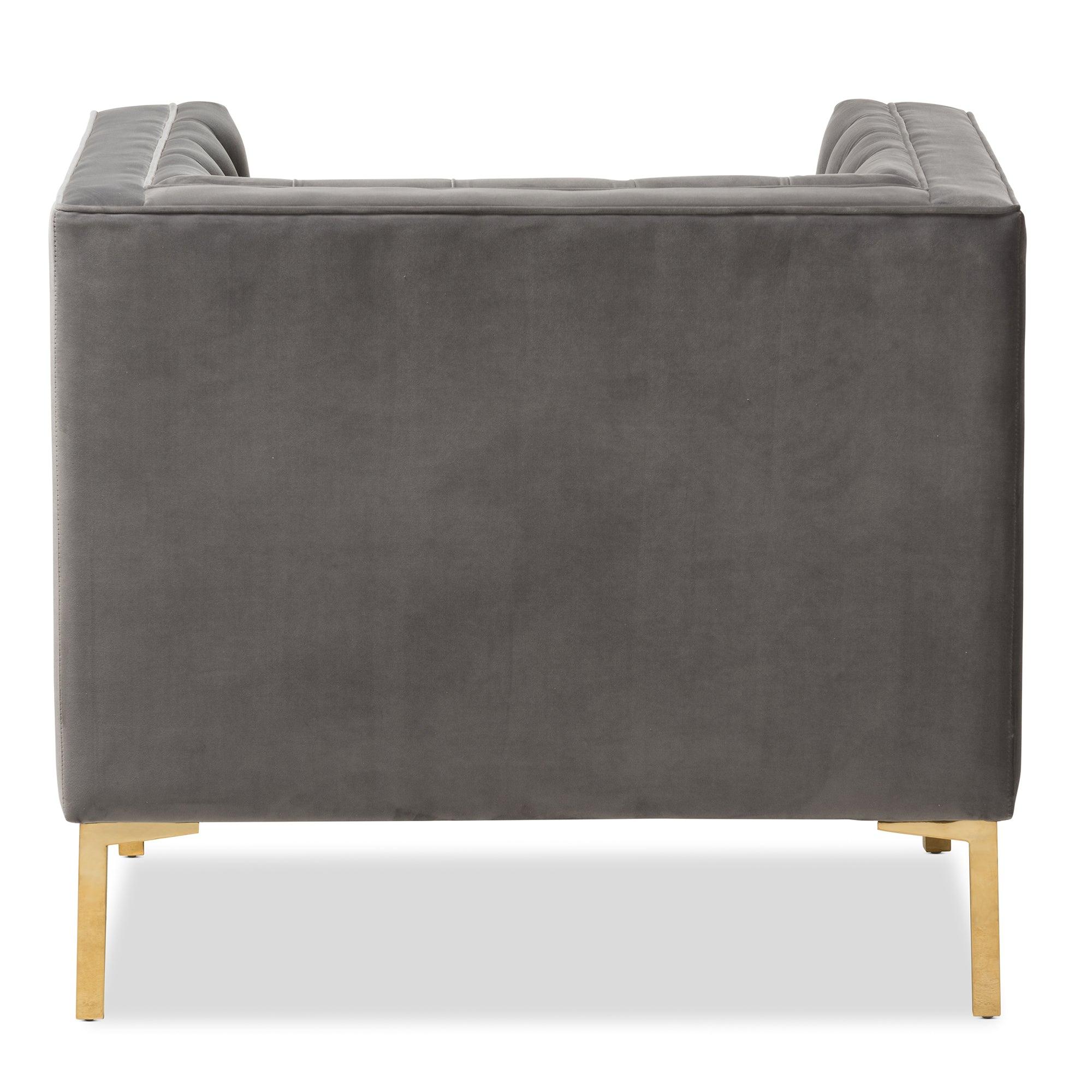Zanetta Luxe and Glamour Velvet Upholstered Finished Lounge Chair