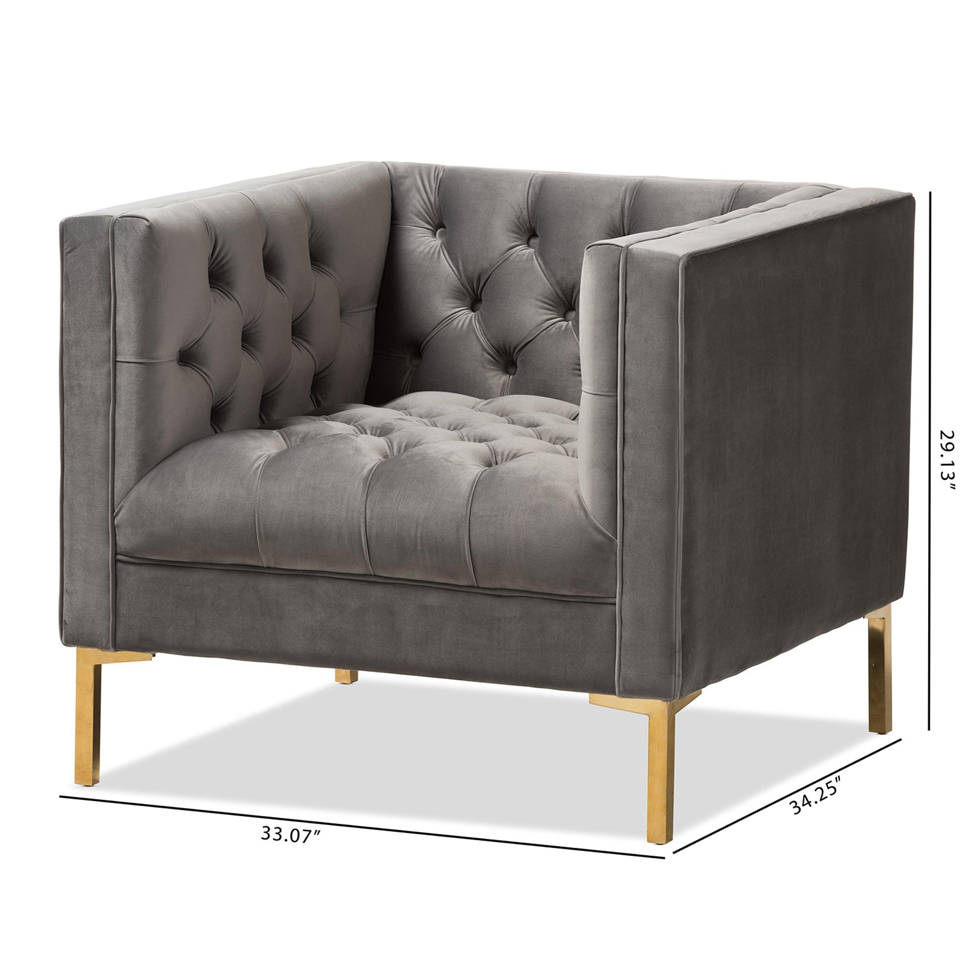 Zanetta Luxe and Glamour Velvet Upholstered Finished Lounge Chair