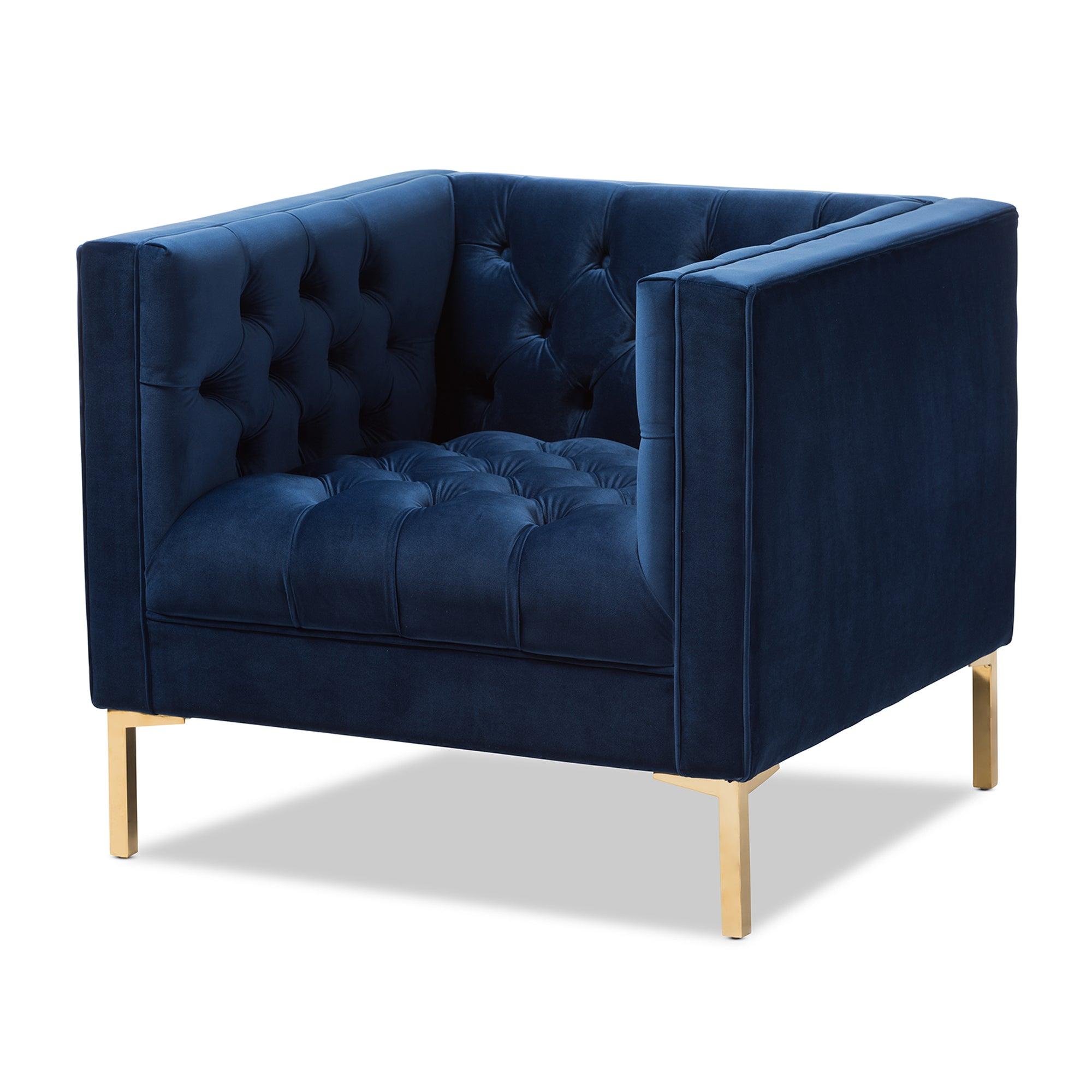 Zanetta Luxe and Glamour Velvet Upholstered Finished Lounge Chair