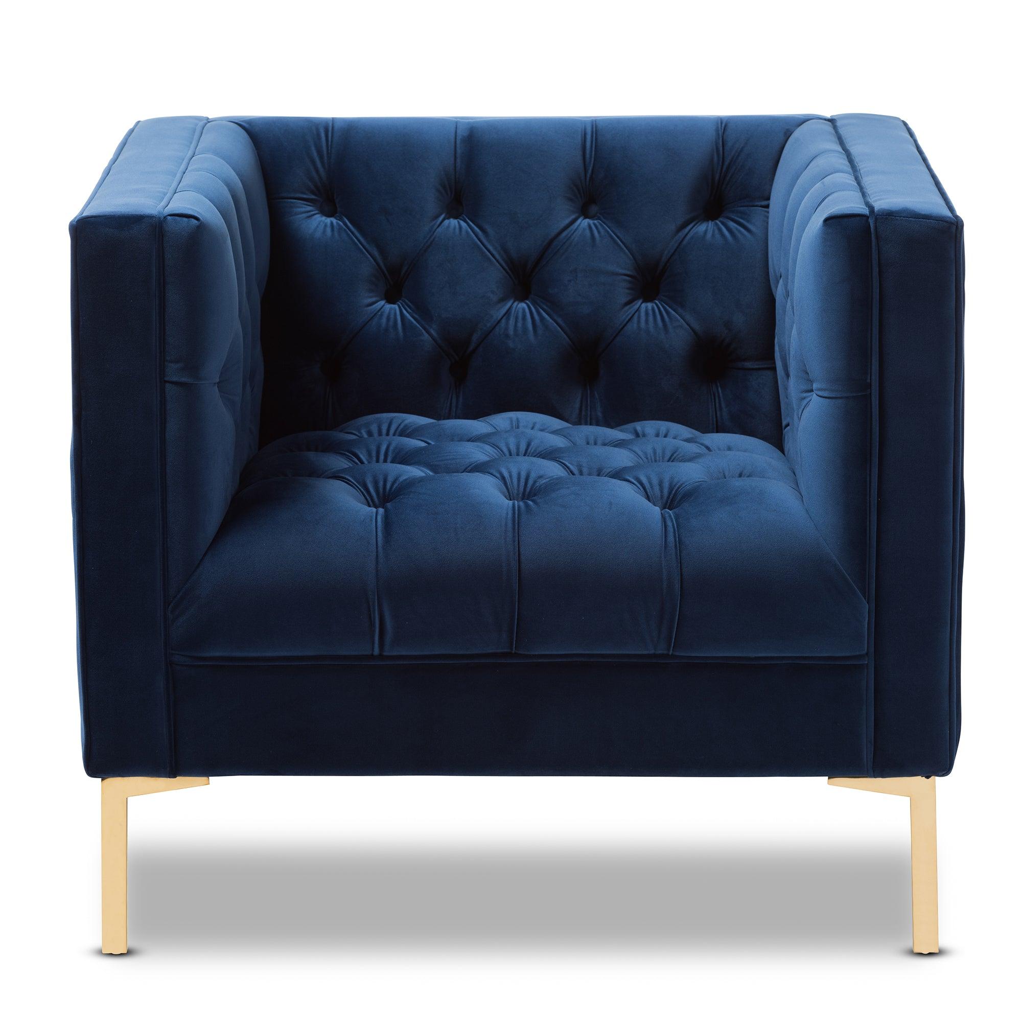 Zanetta Luxe and Glamour Velvet Upholstered Finished Lounge Chair