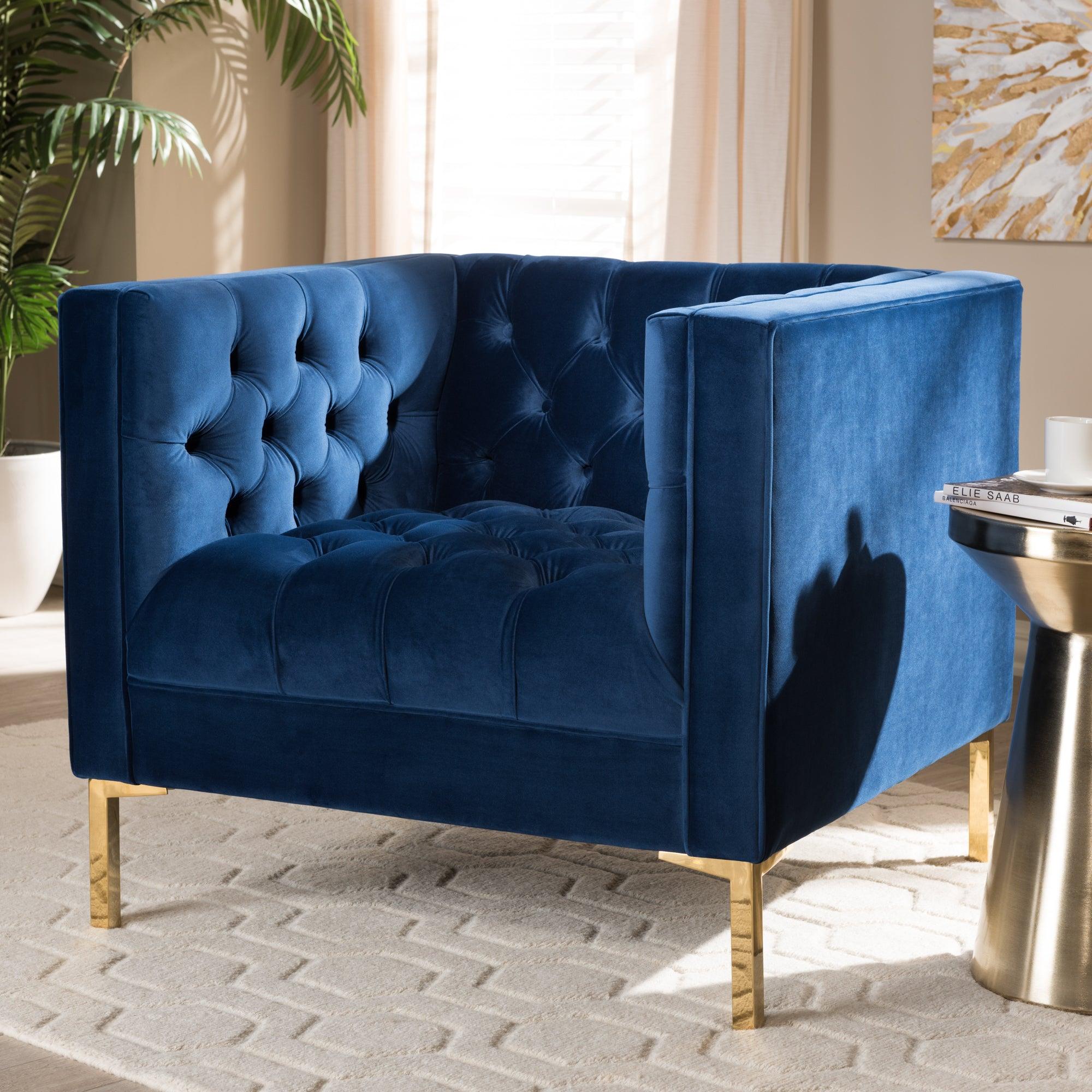 Zanetta Luxe and Glamour Velvet Upholstered Finished Lounge Chair