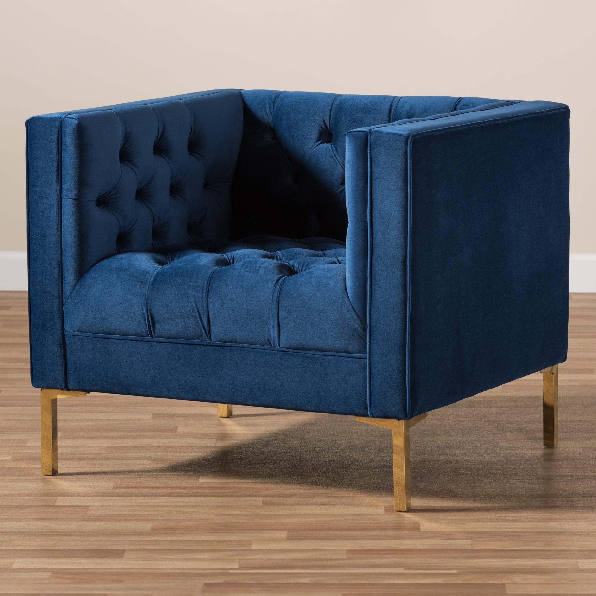 Zanetta Luxe and Glamour Velvet Upholstered Finished Lounge Chair