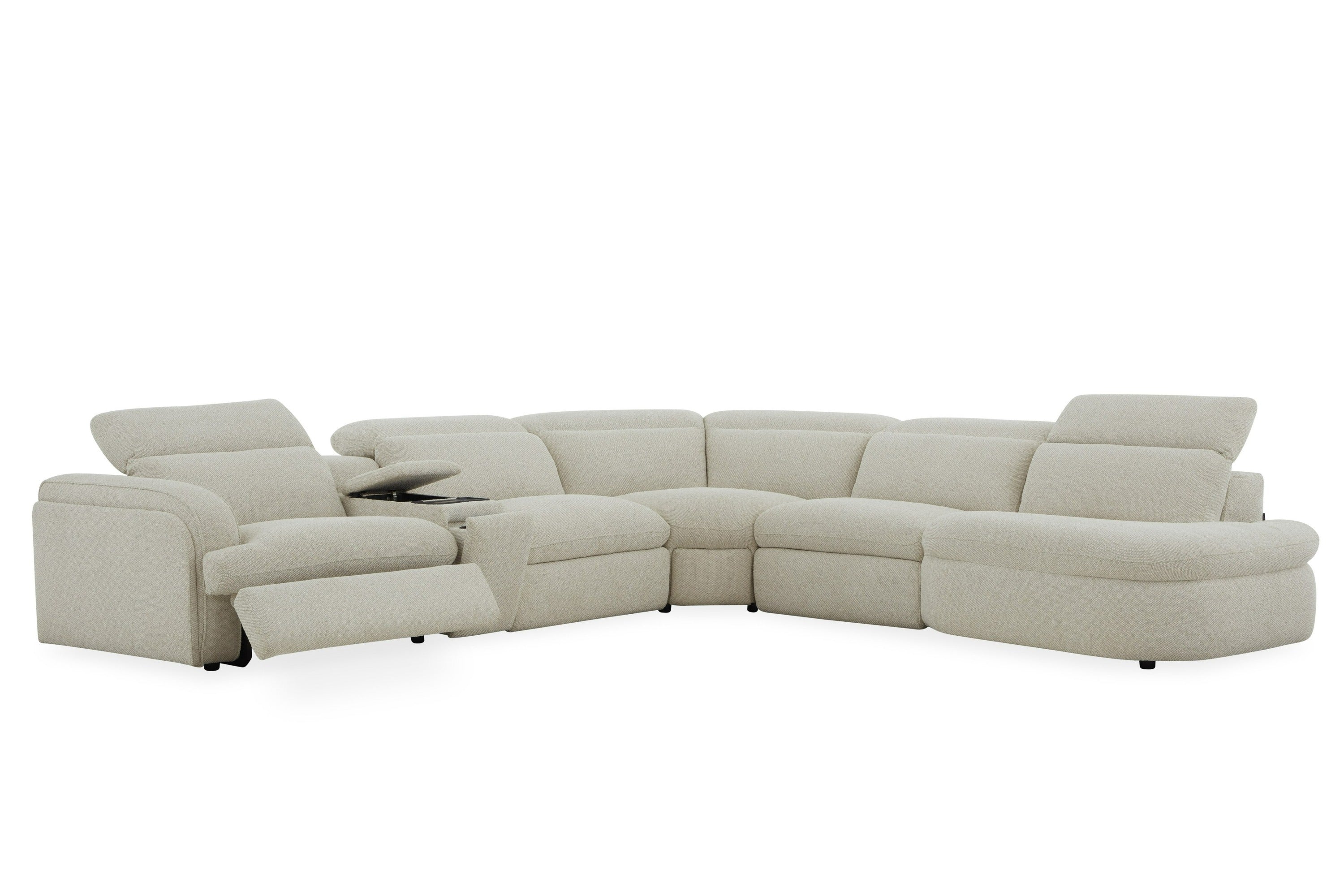 Ambler Modern Fabric Sectional Sofa w/ 2 Power Recliners Right Facing Chaise