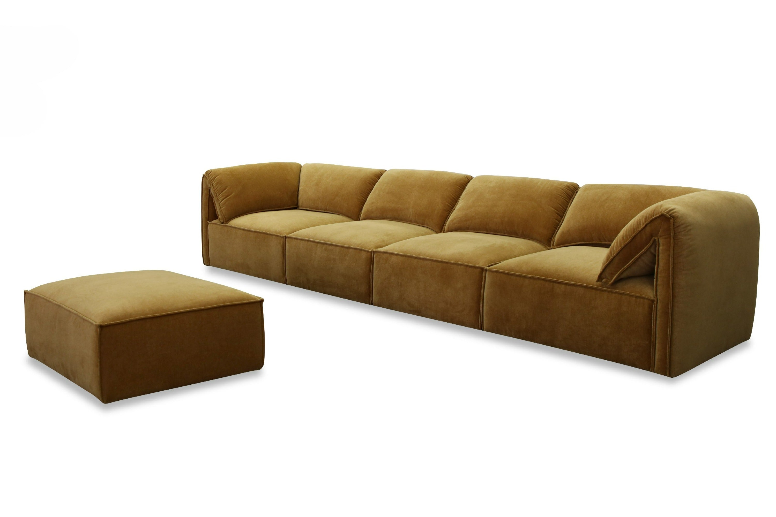 Divani Casa Gene Modern Ochre Fabric 5Piece Modular Sectional Sofa