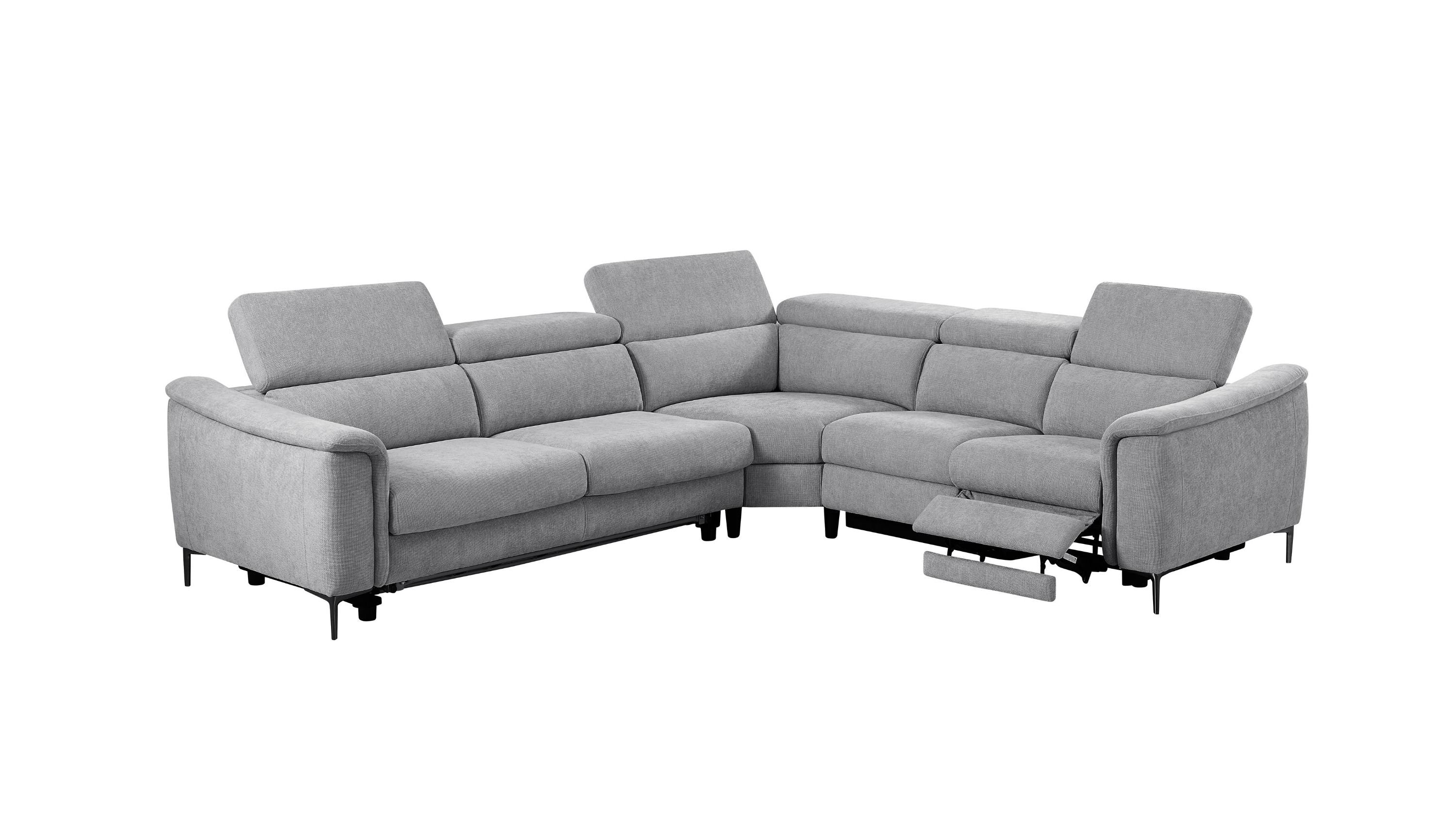 Divani Casa Coffman Modern Fabric Sectional Sofa w/ Sofa Bed Recliner