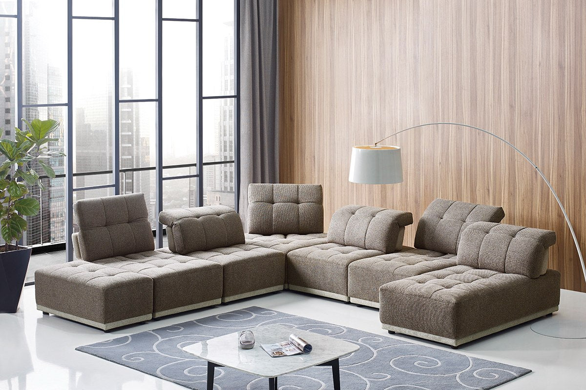 Divani Casa Ekron Modern Fabric Modular Sectional Sofa