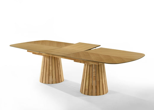 Truman Mid-Century Modern Extendable Dining Table 8 Chairs Set
