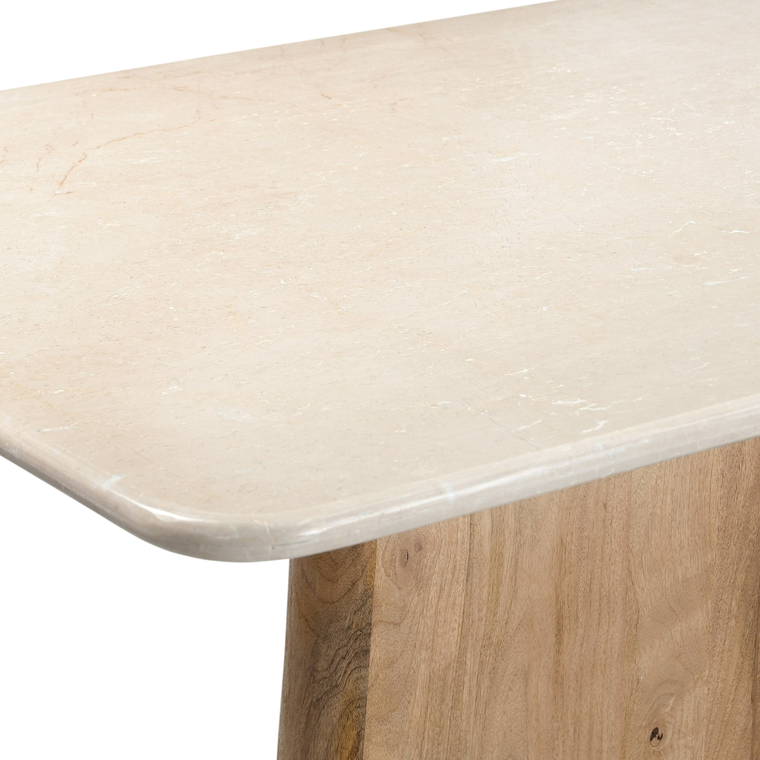 Harley Modern Marble and Mango Wood Rectangular Dining Table