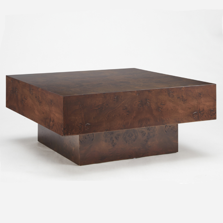 August Modern Dark Burl Square Coffee Table