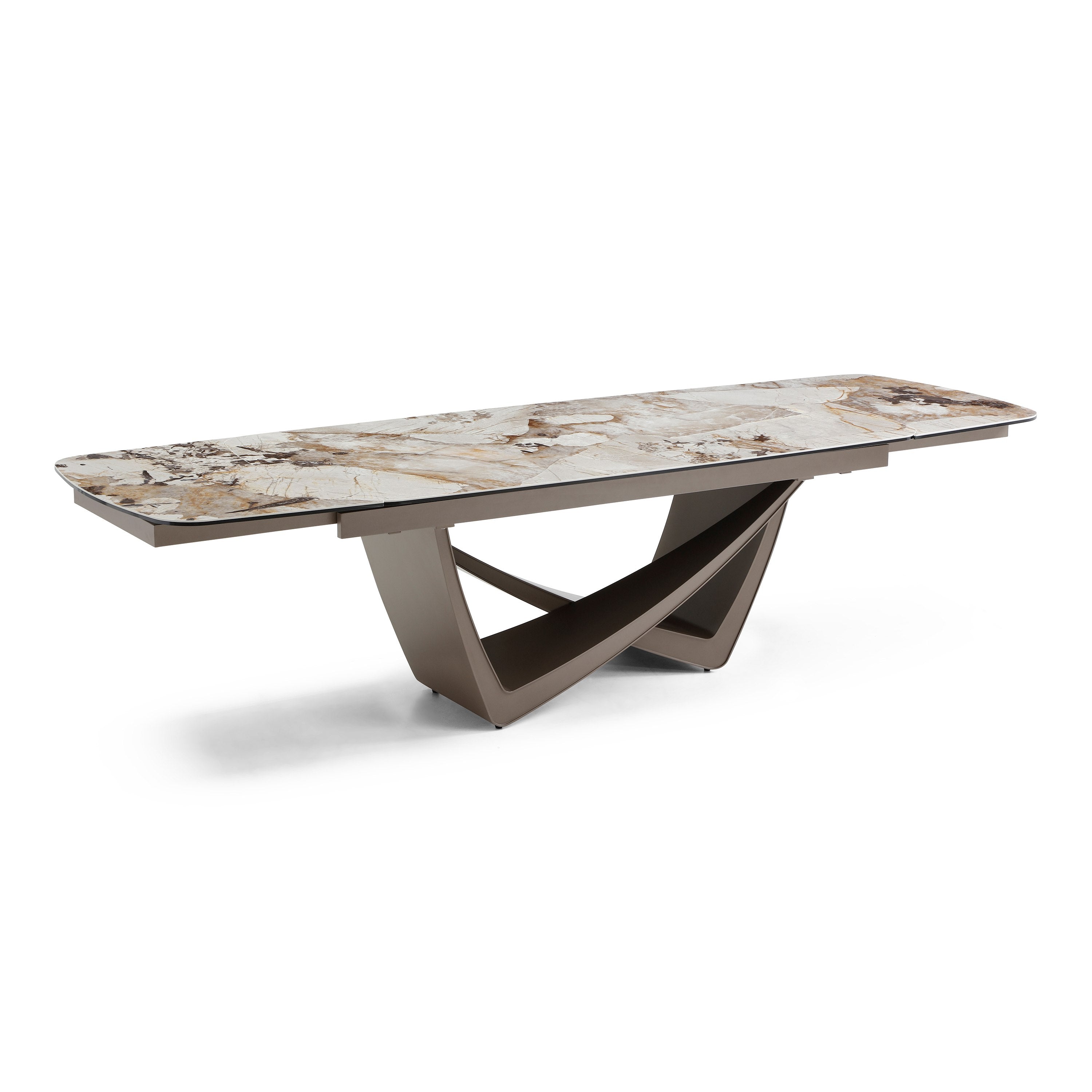 Dunster Contemporary Ceramic Metallic Extendable Dining Table