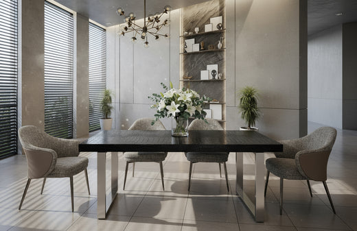 Skyline and Cora Modern Crocodile and Fabric & Leatherette Dining Set