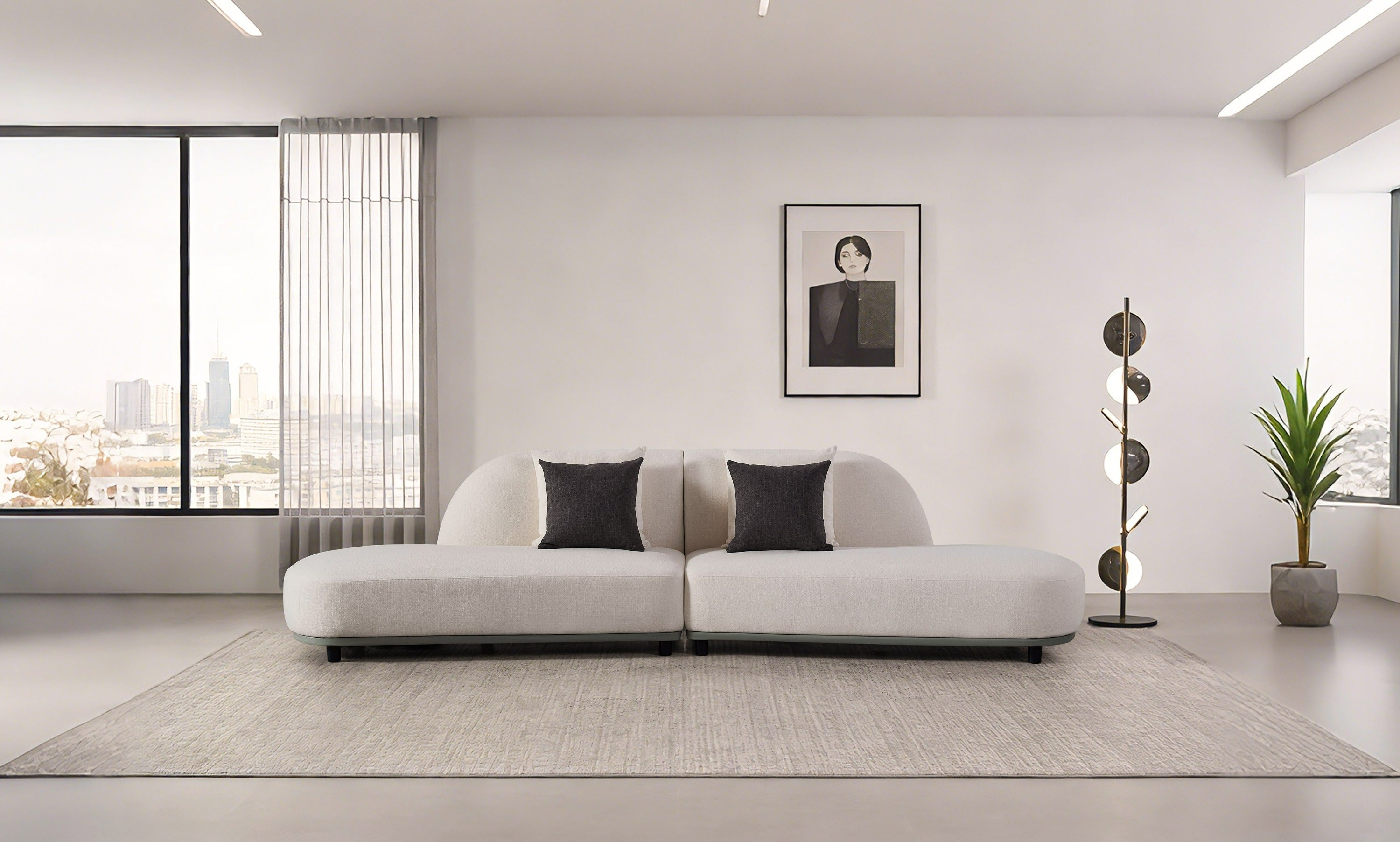 Falcone Contemporary Bonded Leather Curved Sectional Sofa