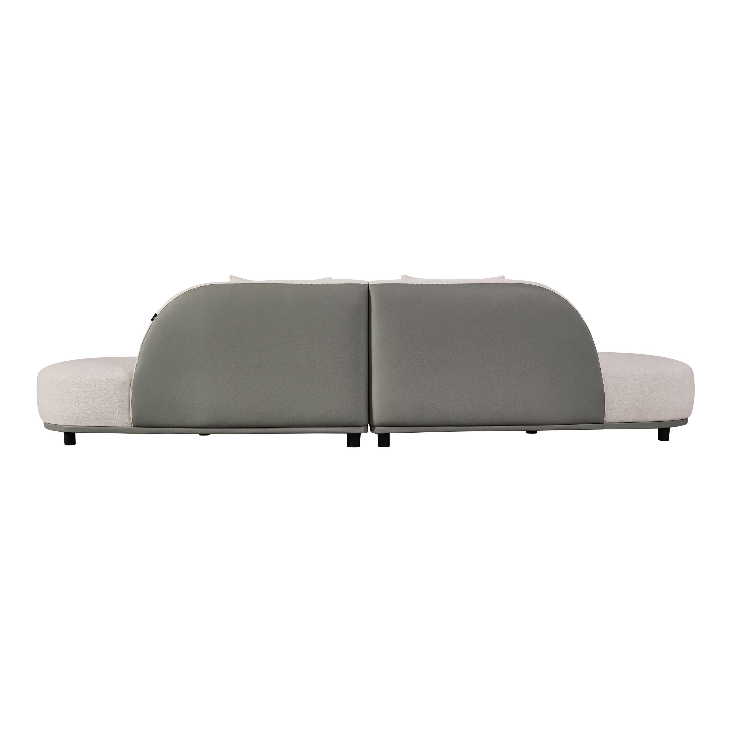 Falcone Contemporary Bonded Leather Curved Sectional Sofa