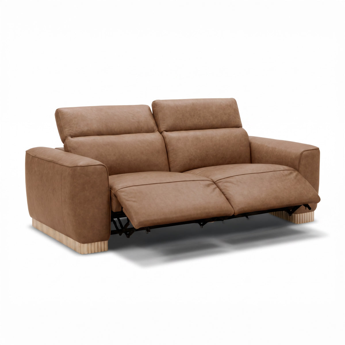 Nouveau Aris - Modern Leather Sofa with 2 Power Recliners and Headrests