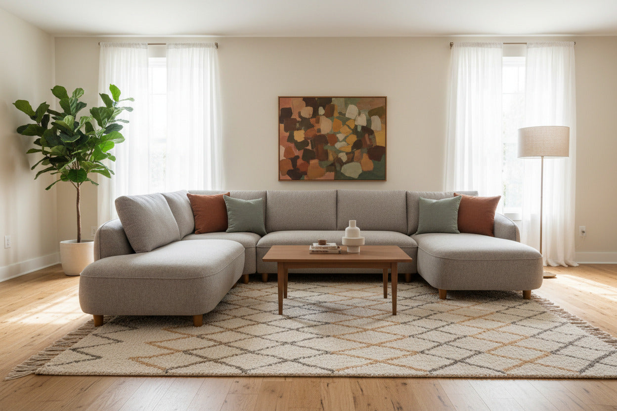 Joslin Modern Fabric U-Shaped Sectional Sofa
