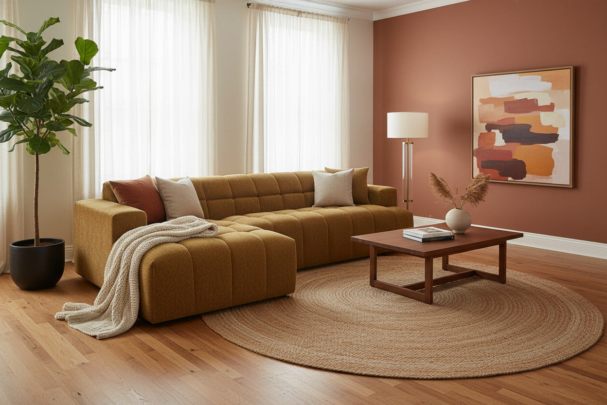 Shapiro Modern Fabric Sectional Sofa w/ Left Facing Chaise