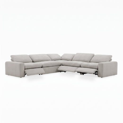 Nouveau Corinth - Modern Fabric Sectional Sofa with 3 Power Recliners and Headrests