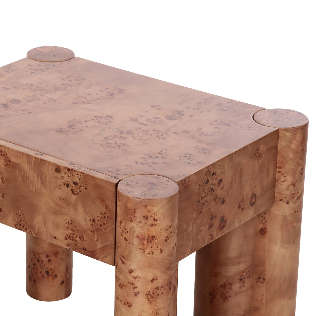 Nouveau Trita - Modern Wide Burl End Table/Nightstand