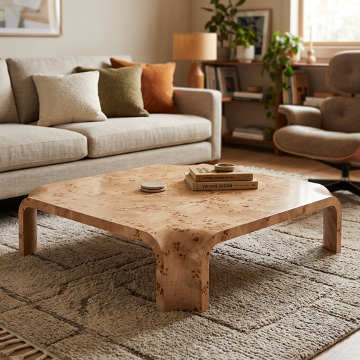 Nouveau Nasrin - Modern Burl Square Coffee Table