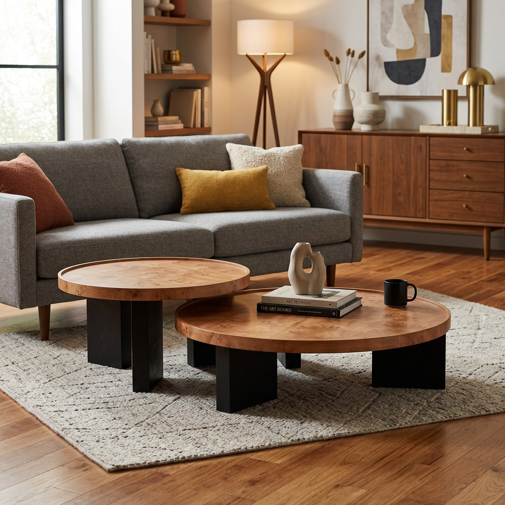 Nouveau Reza - Modern Burl Nesting Coffee Table Set