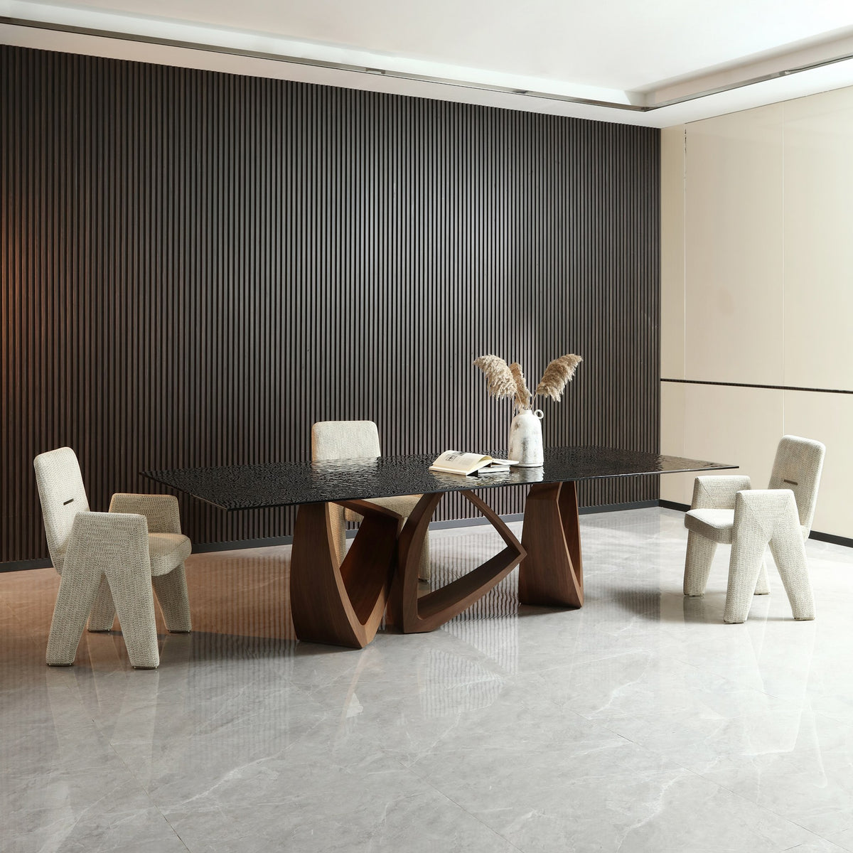 Nouveau Dollemore - Modern Wave Glass Dining Table