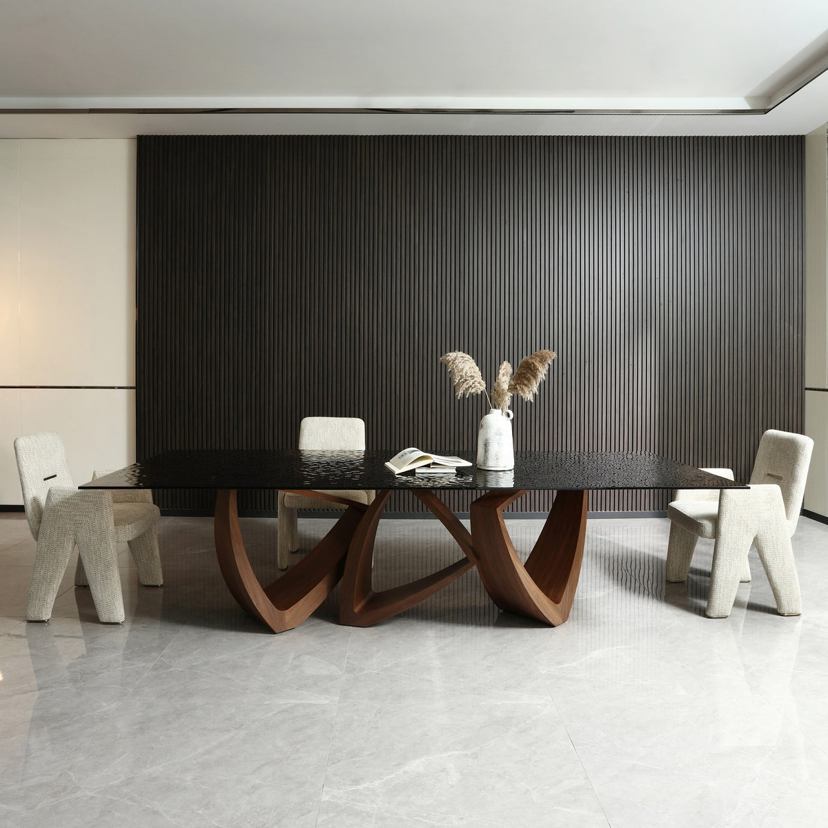 Nouveau Dollemore - Modern Wave Glass Dining Table