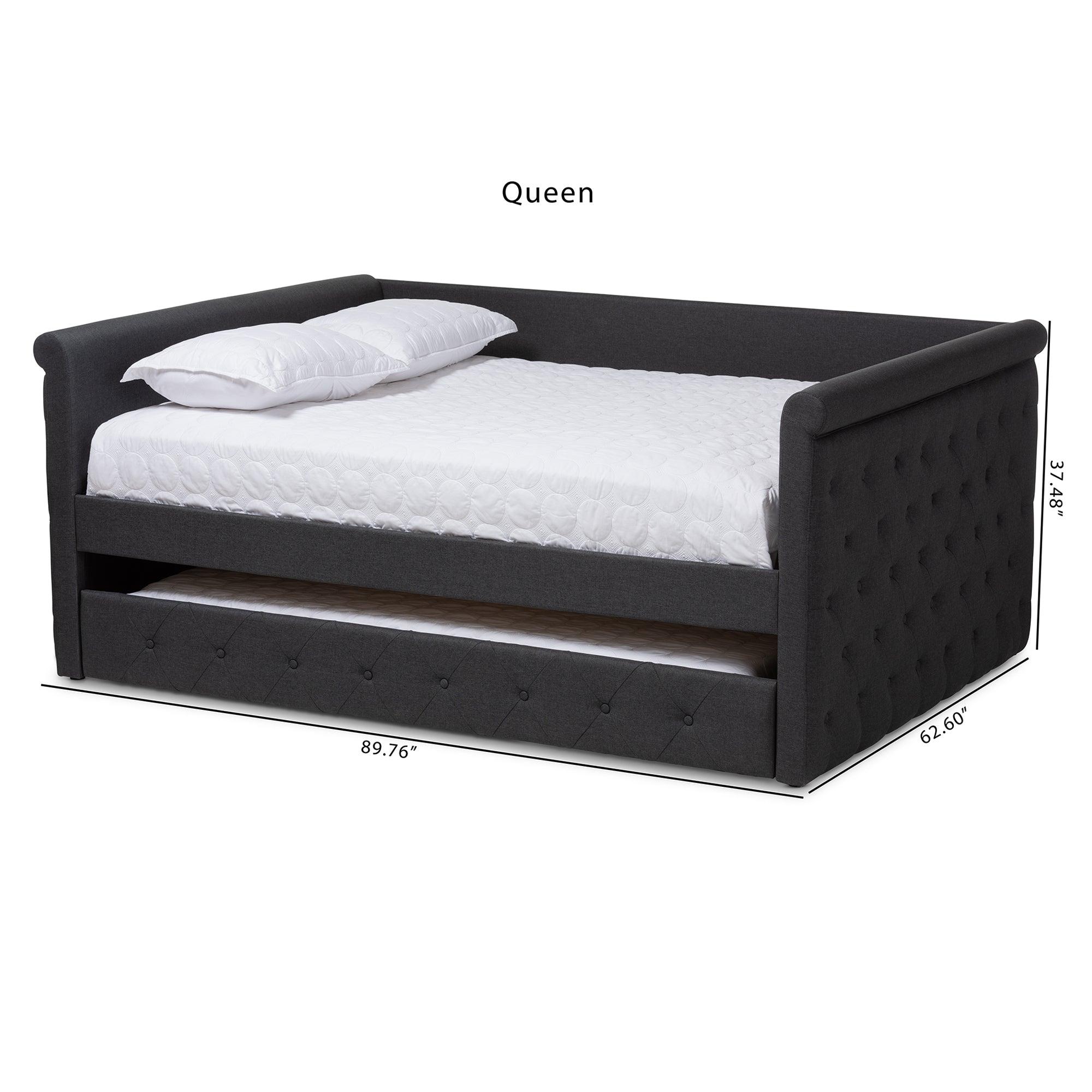 Alena Modern and Contemporary Dark Fabric Upholstered Daybed with Trundle